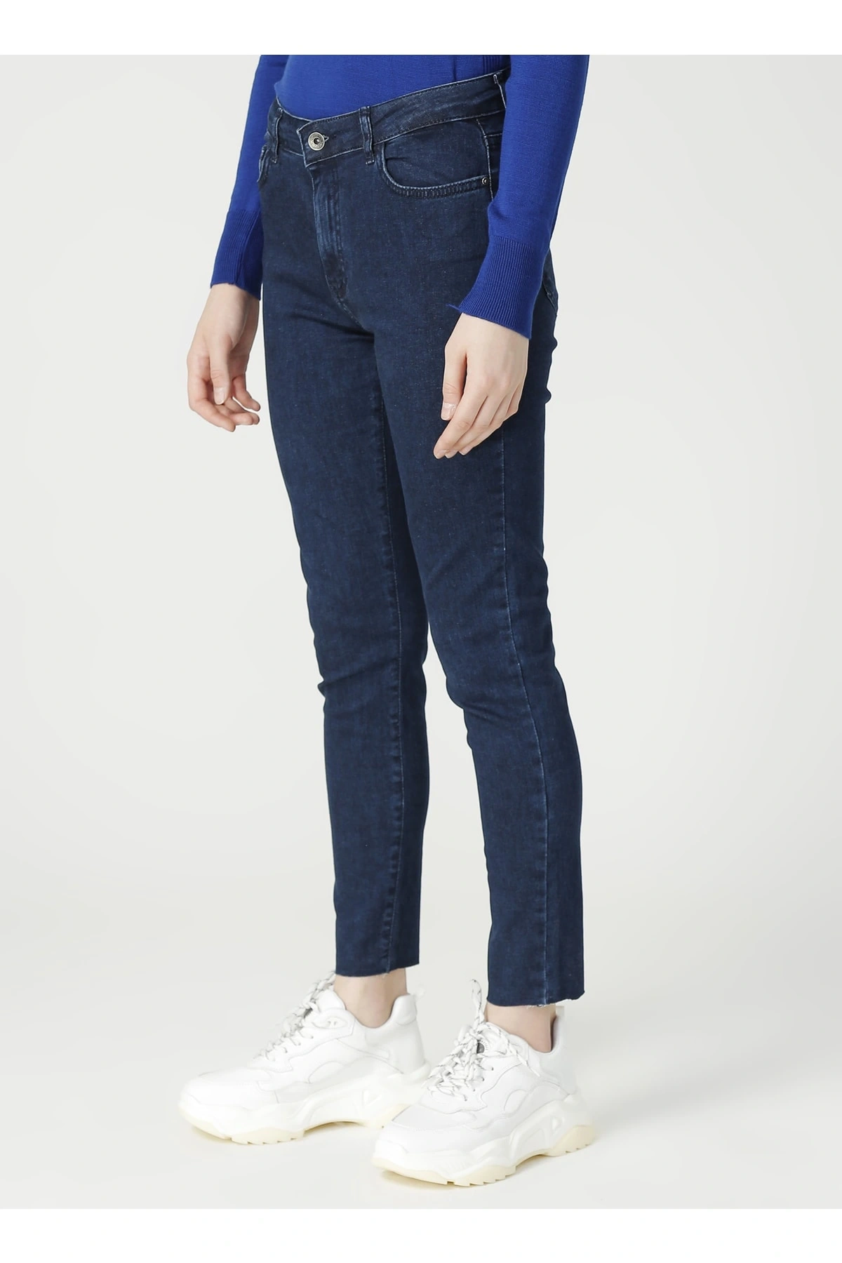 Kadın Koyu Mavi Denim Pantolon