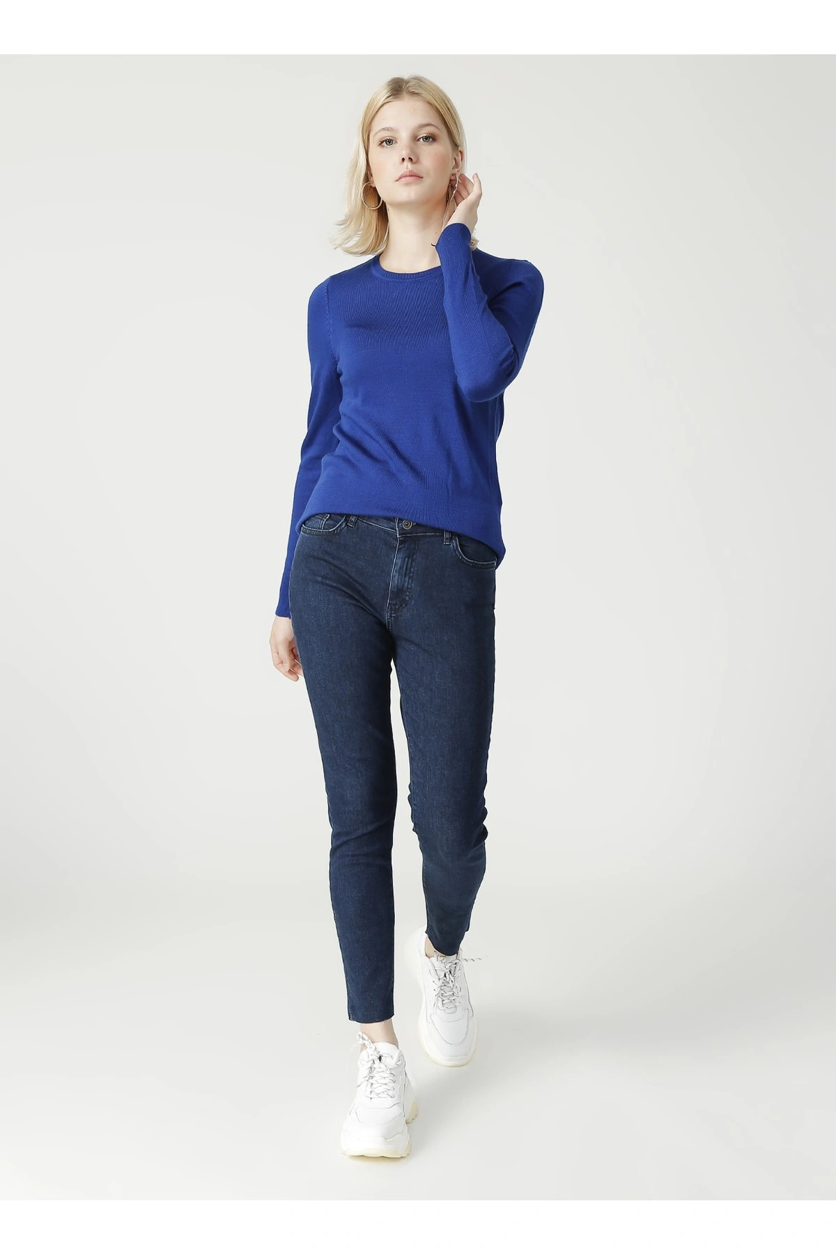 Kadın Koyu Mavi Denim Pantolon