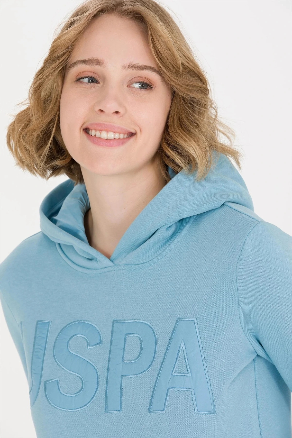 Kadın Mavi Kapüşonlu Sweatshirt