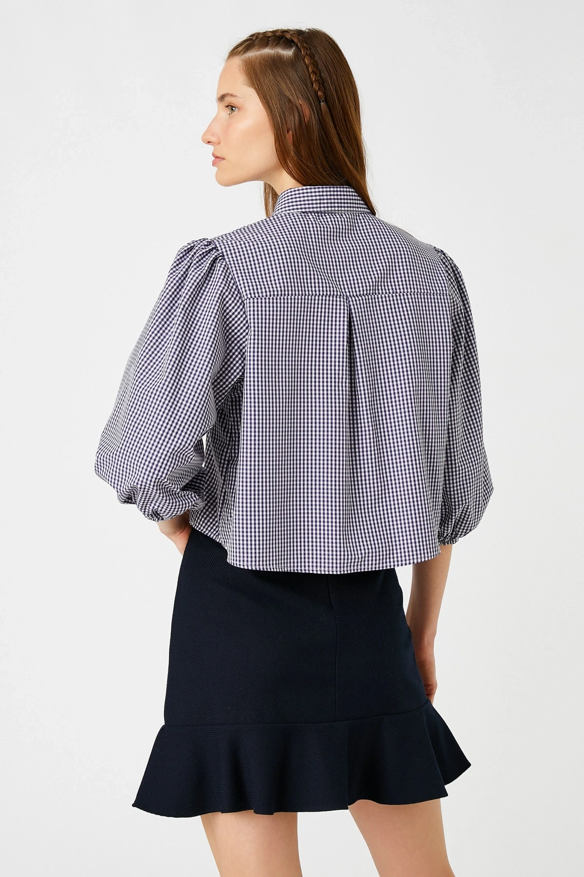 Kadın Mor Ekose Gömlek 3WAL60006IW