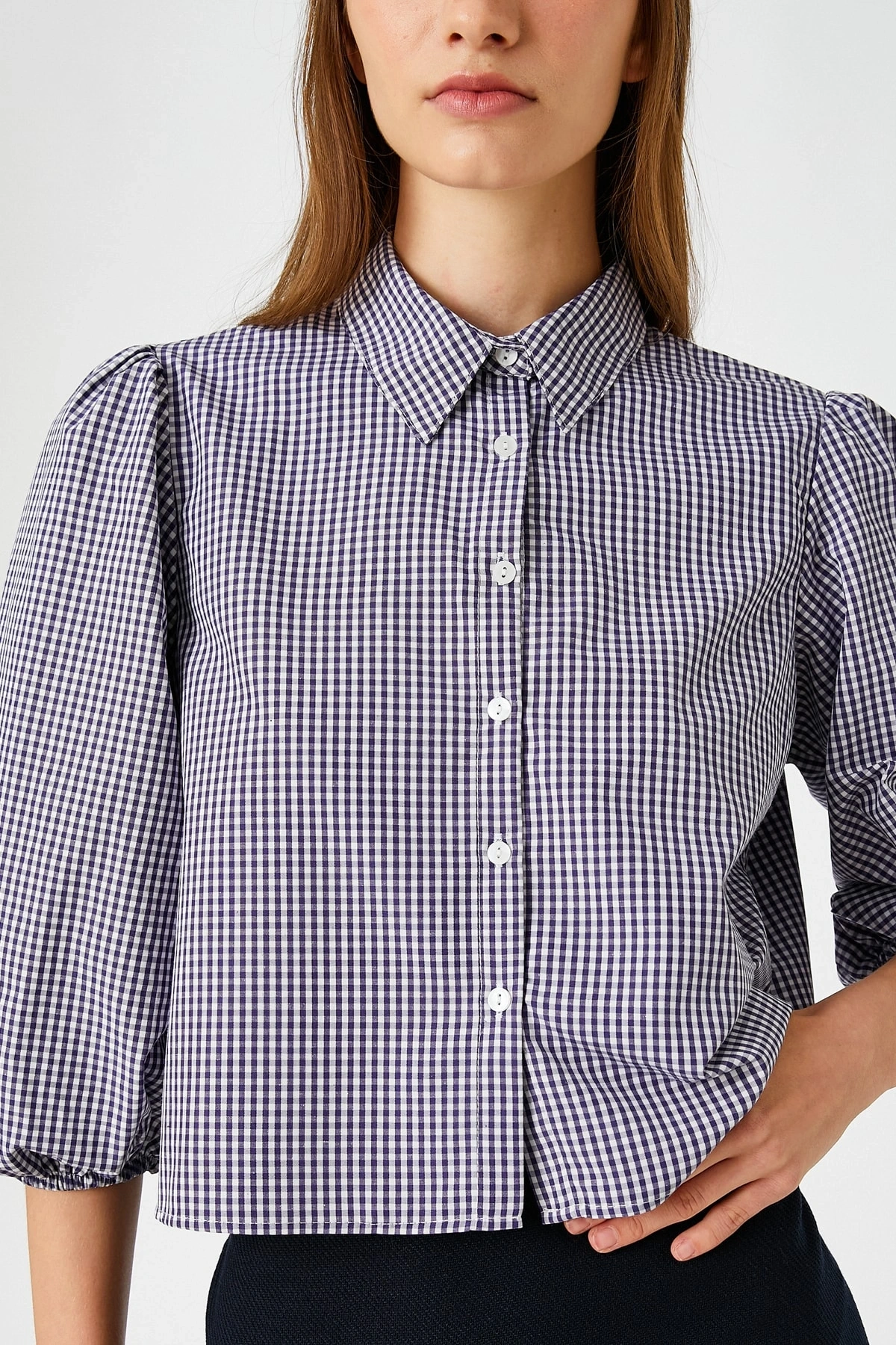 Kadın Mor Ekose Gömlek 3WAL60006IW