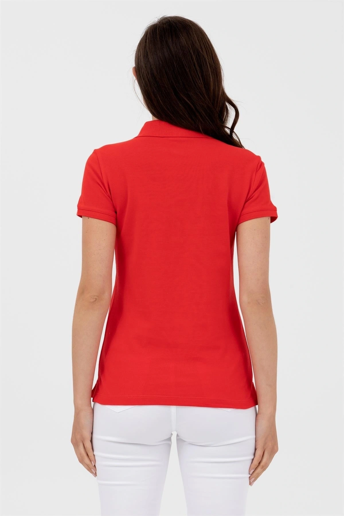 Kadın Polo Yaka Armalı T-shirt 1567889 Kırmızı