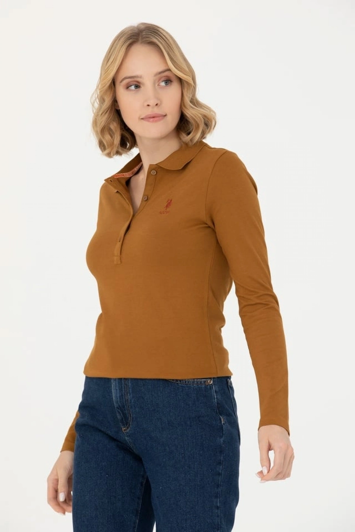 Kadın Siyah Basic Polo Yaka Sweatshirt 1675677
