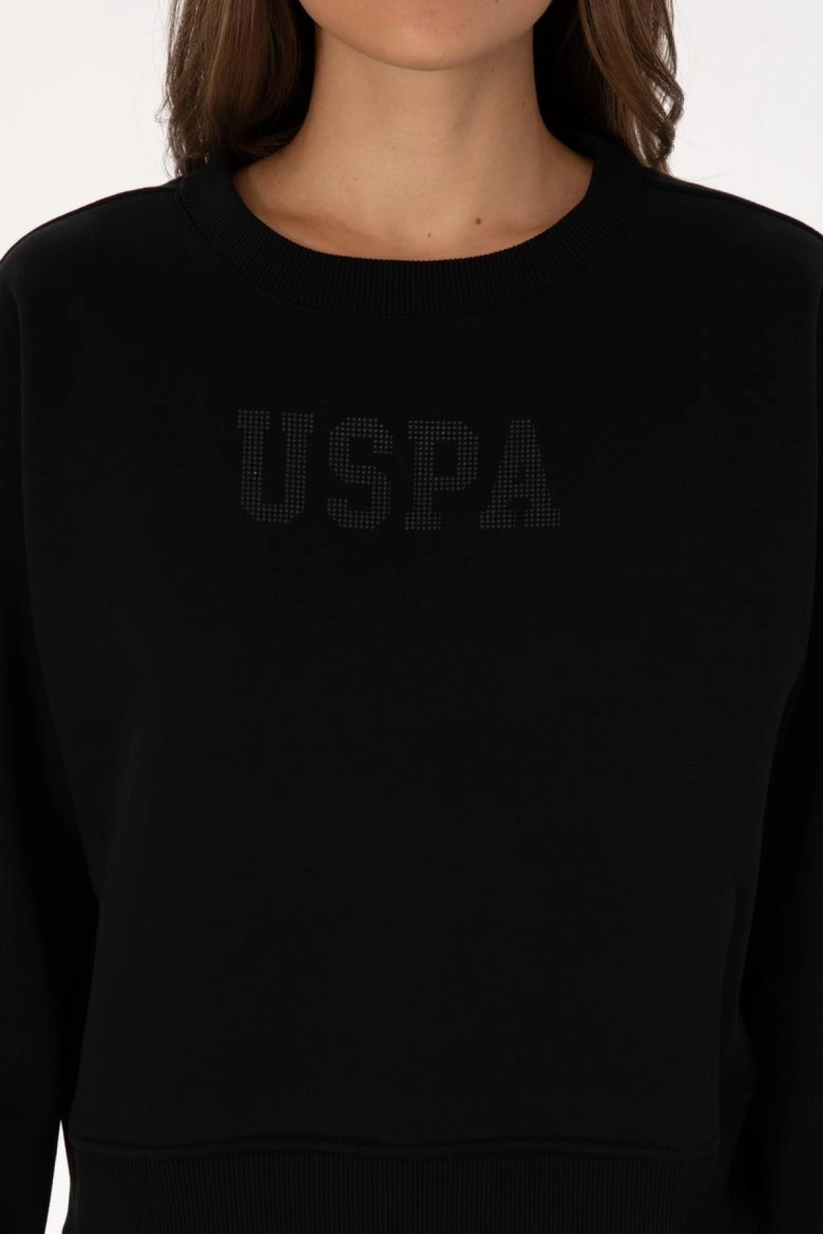 Kadın Siyah Bisiklet Yaka Basic Sweatshirt