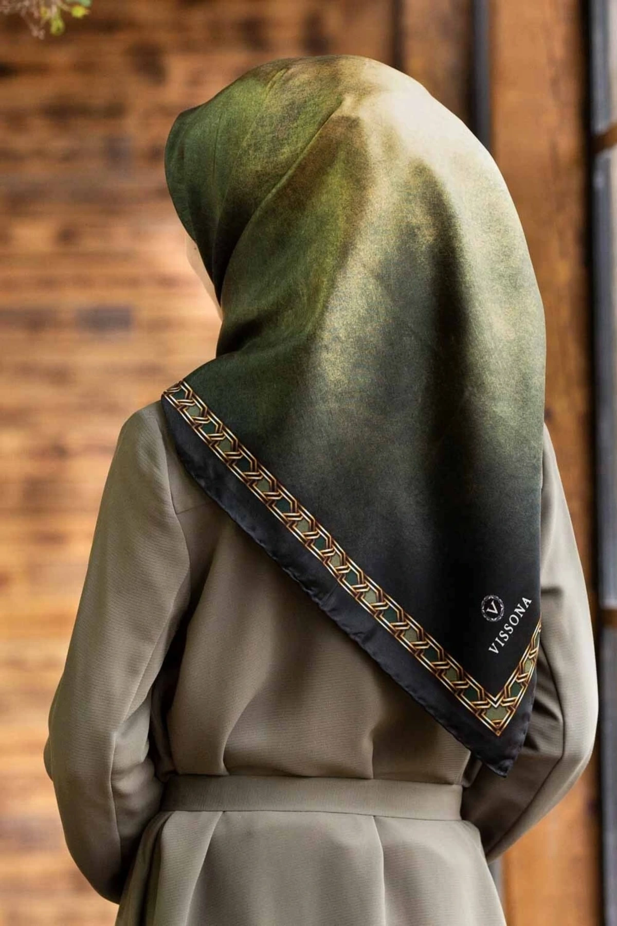 Kadın Twill Ipek Eşarp Sarı Haki