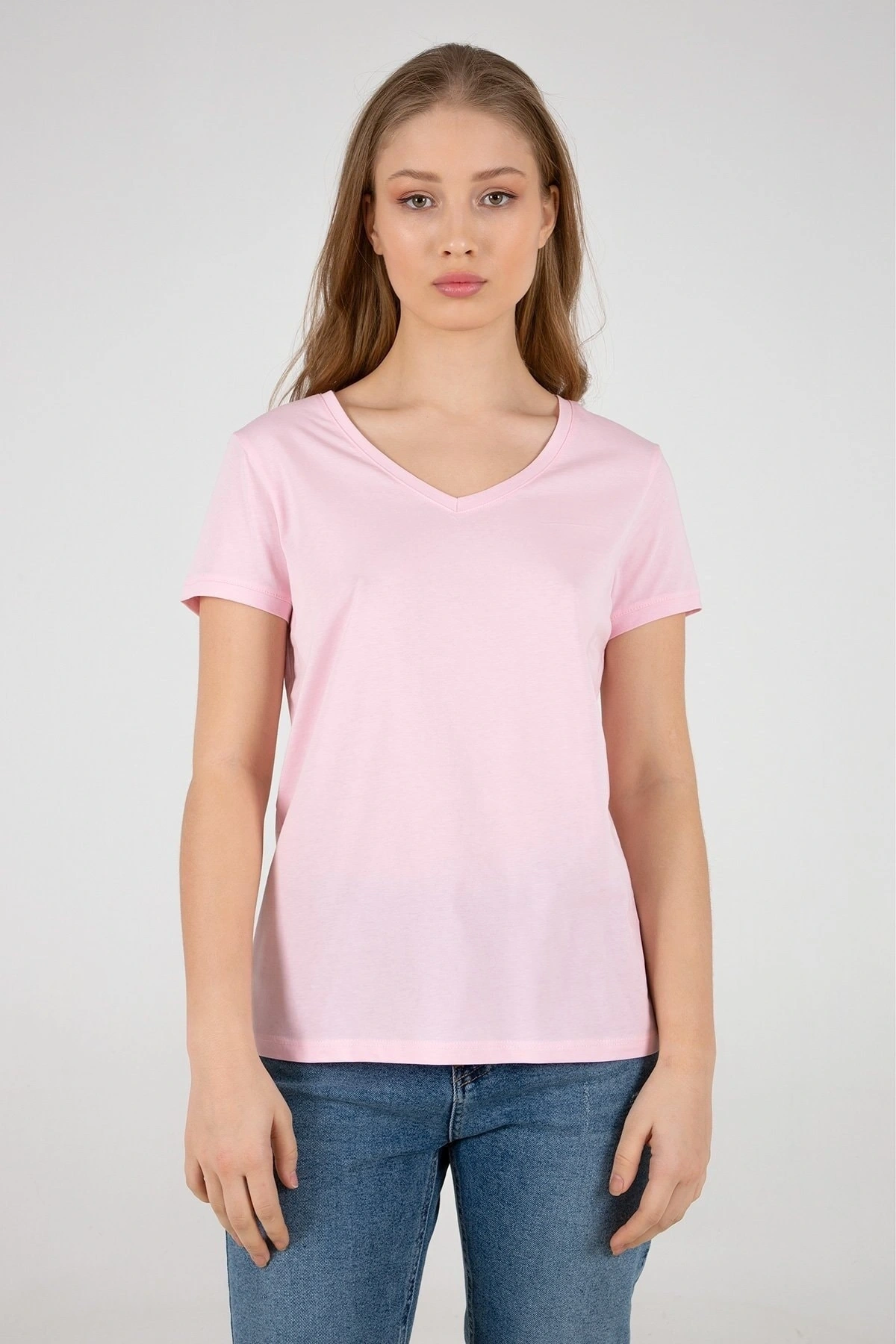 Kadın V Yaka Tshirt