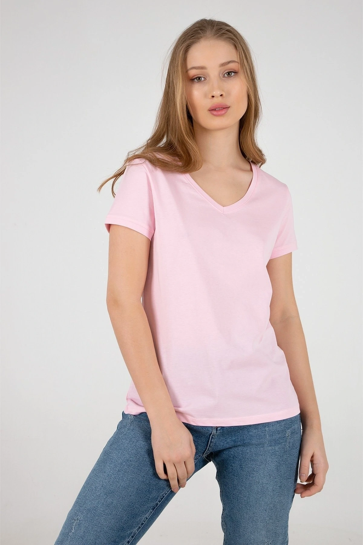 Kadın V Yaka Tshirt