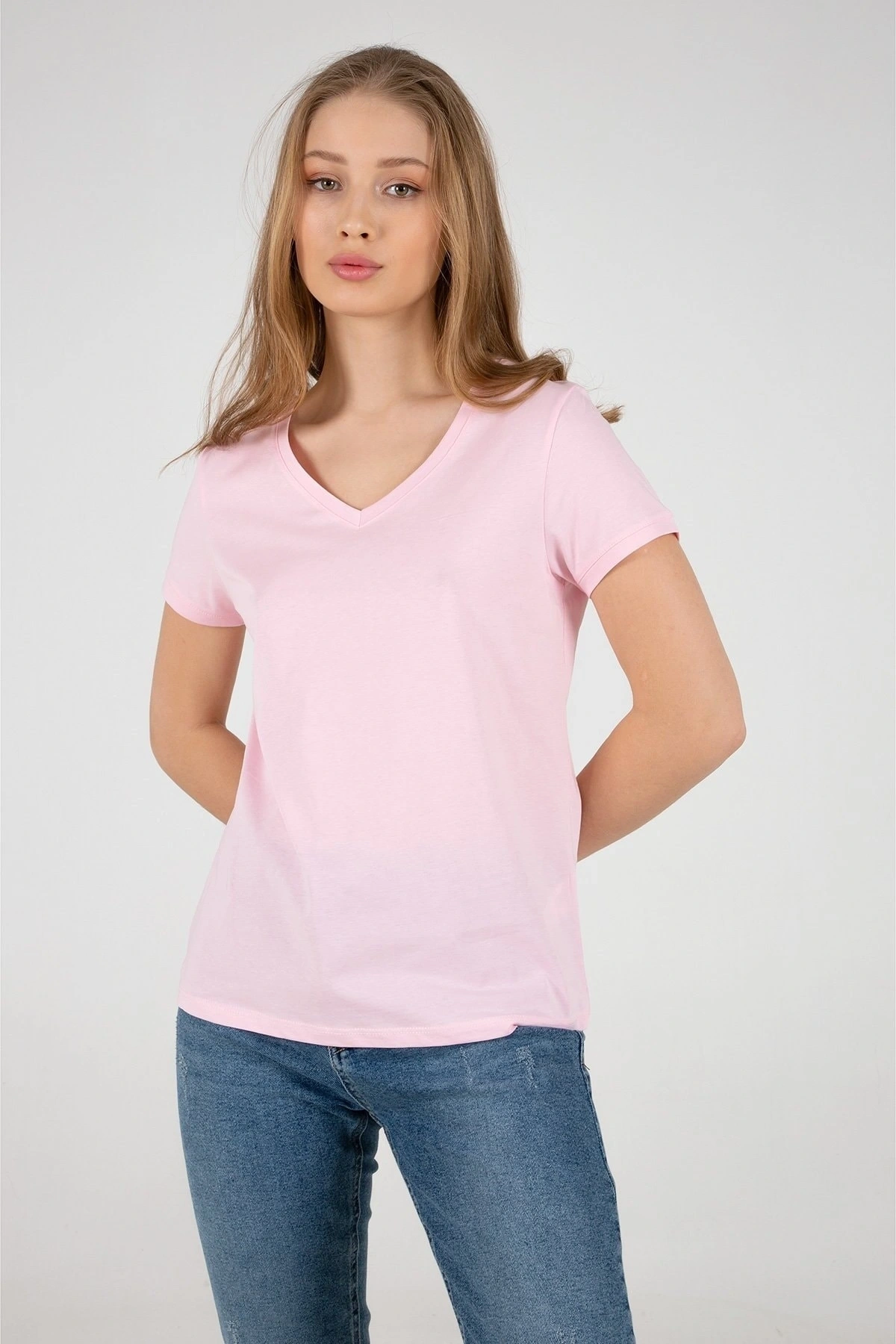 Kadın V Yaka Tshirt