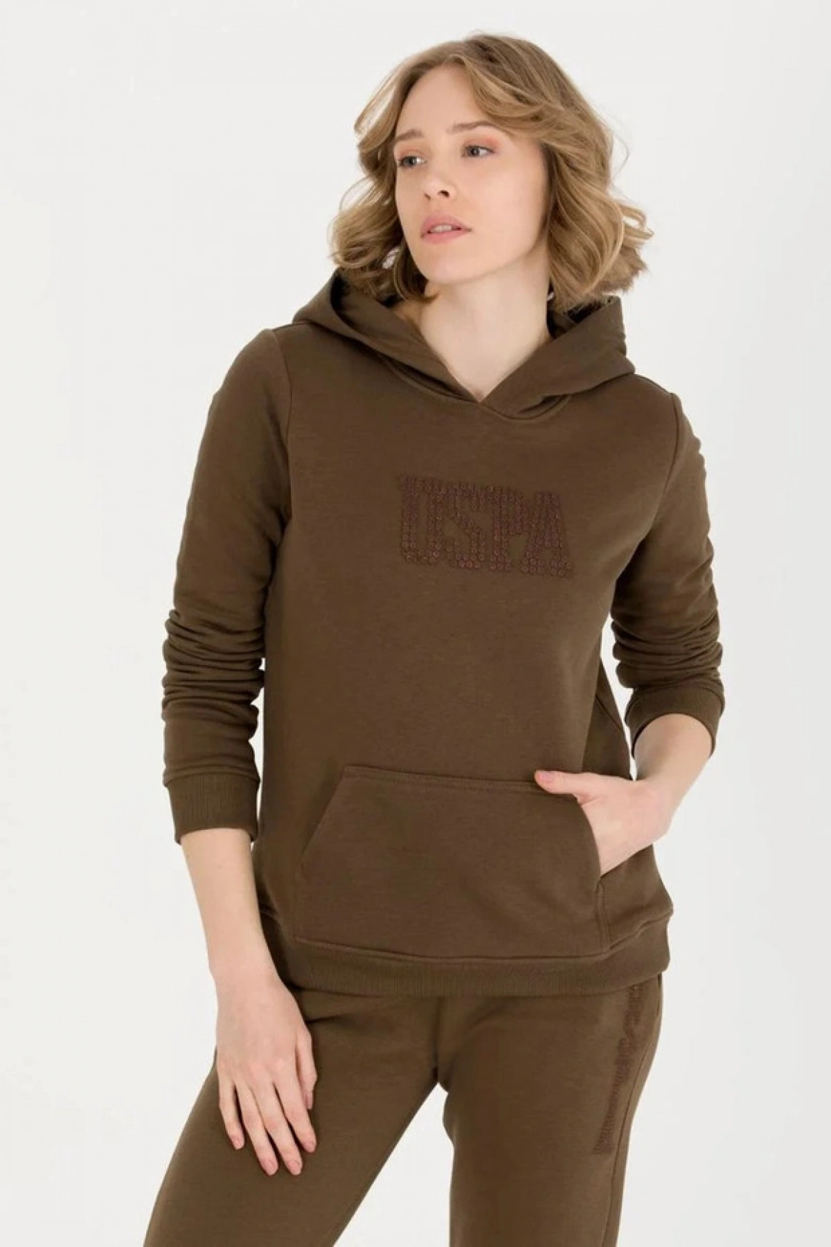 Kapüşon Yaka Baskılı Kırmızı Kadın Sweatshırt Gızmo-sk022