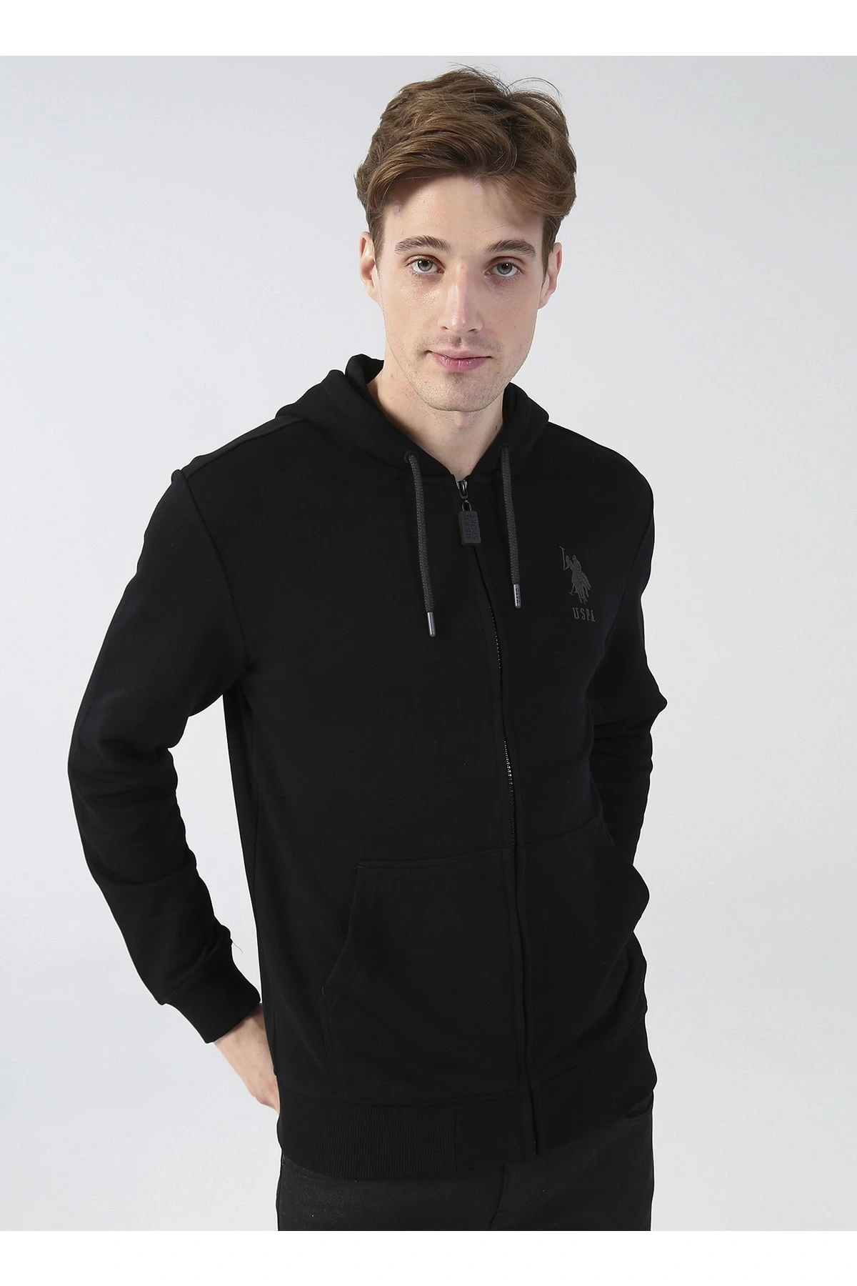 Kapüşon Yaka Siyah Erkek Sweatshırt Garmansk022