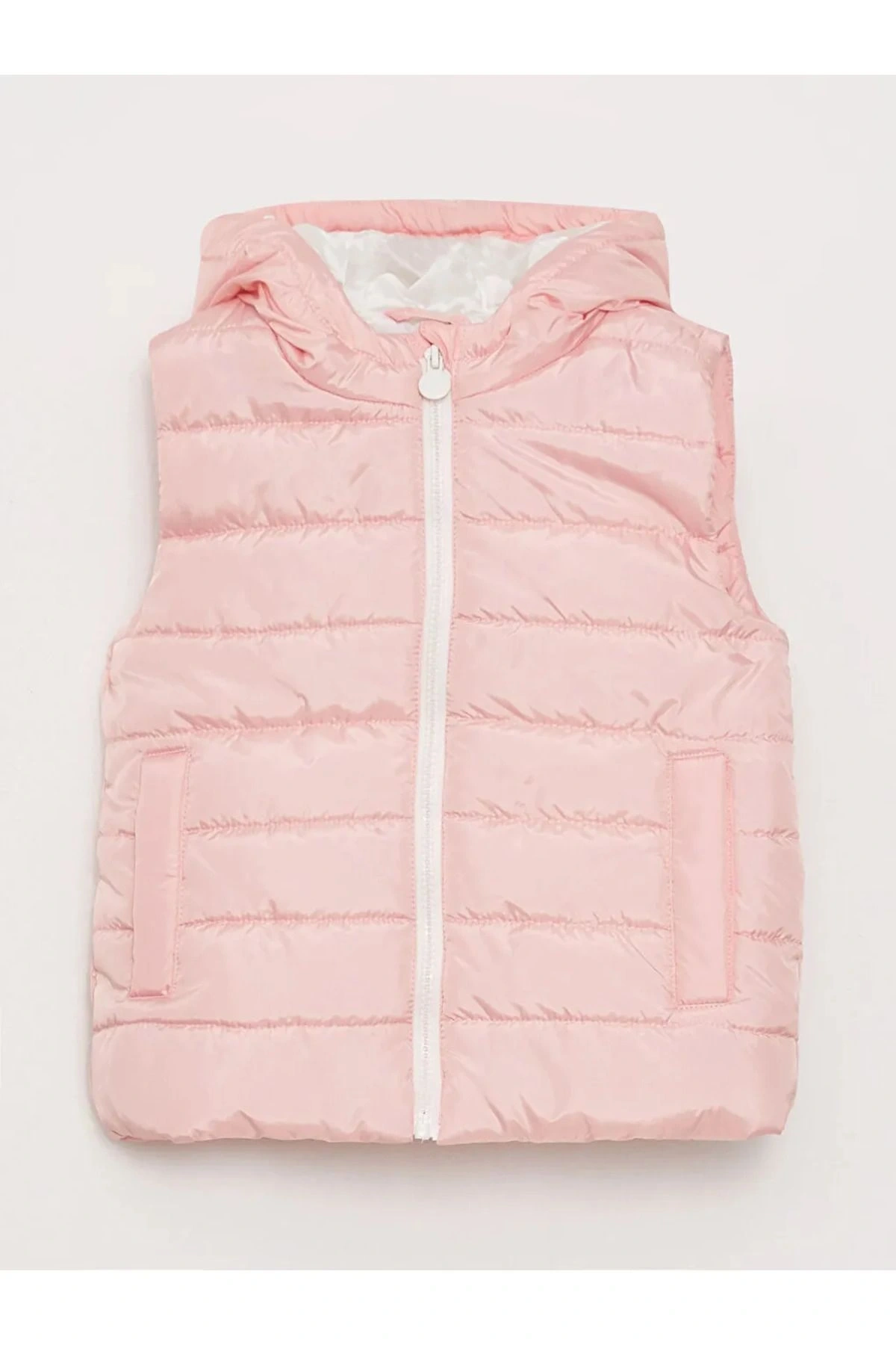 LCW Kids Pembe Kapüşonlu Basic Kız Çocuk Şişme Yelek