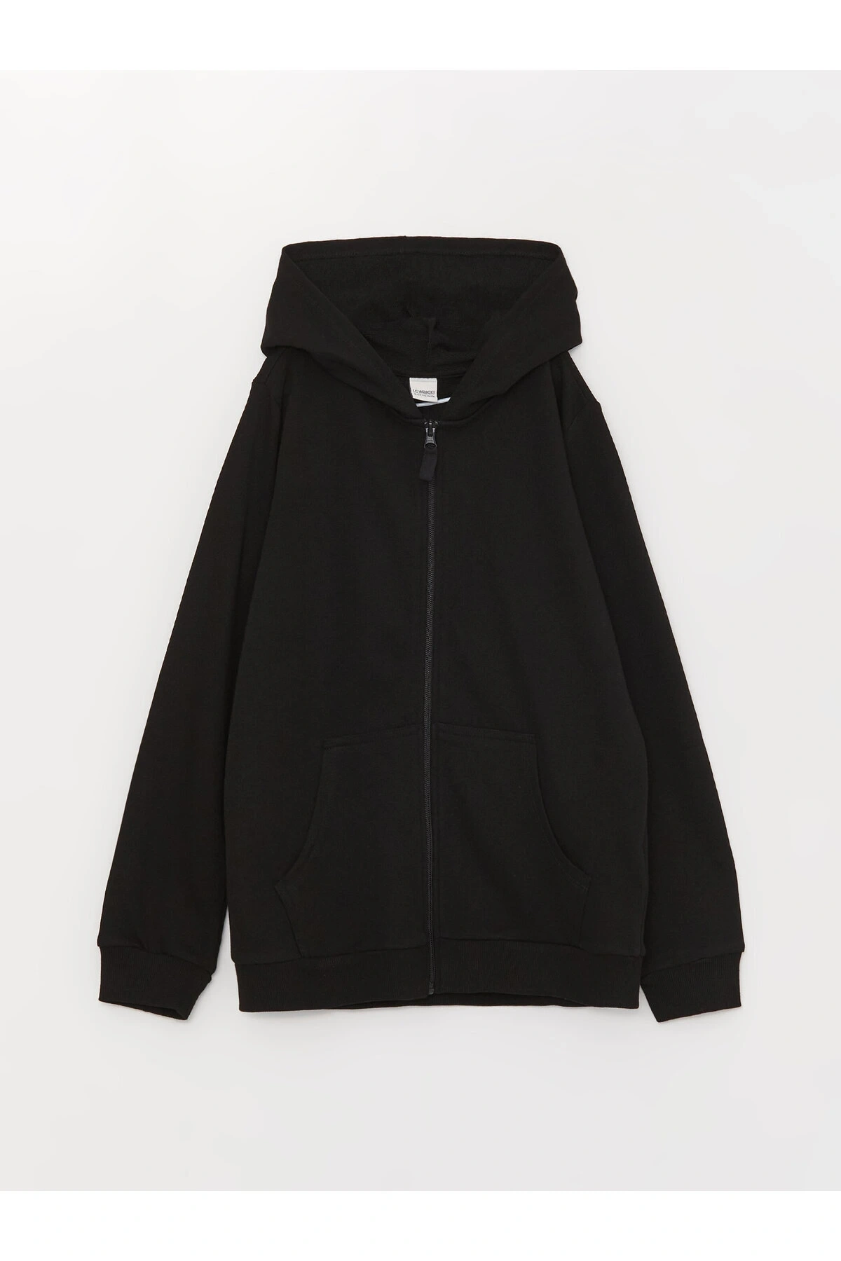 Kapüşonlu Basic Uzun Kollu Kız Çocuk Fermuarlı Sweatshirt