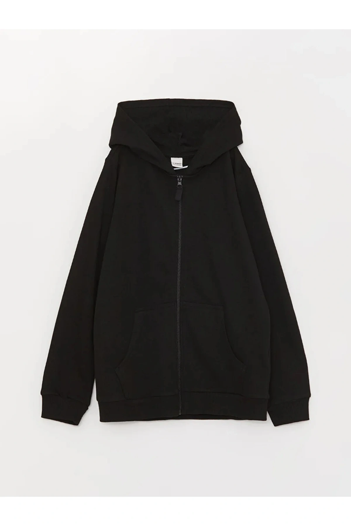 Kapüşonlu Basic Uzun Kollu Kız Çocuk Fermuarlı Sweatshirt