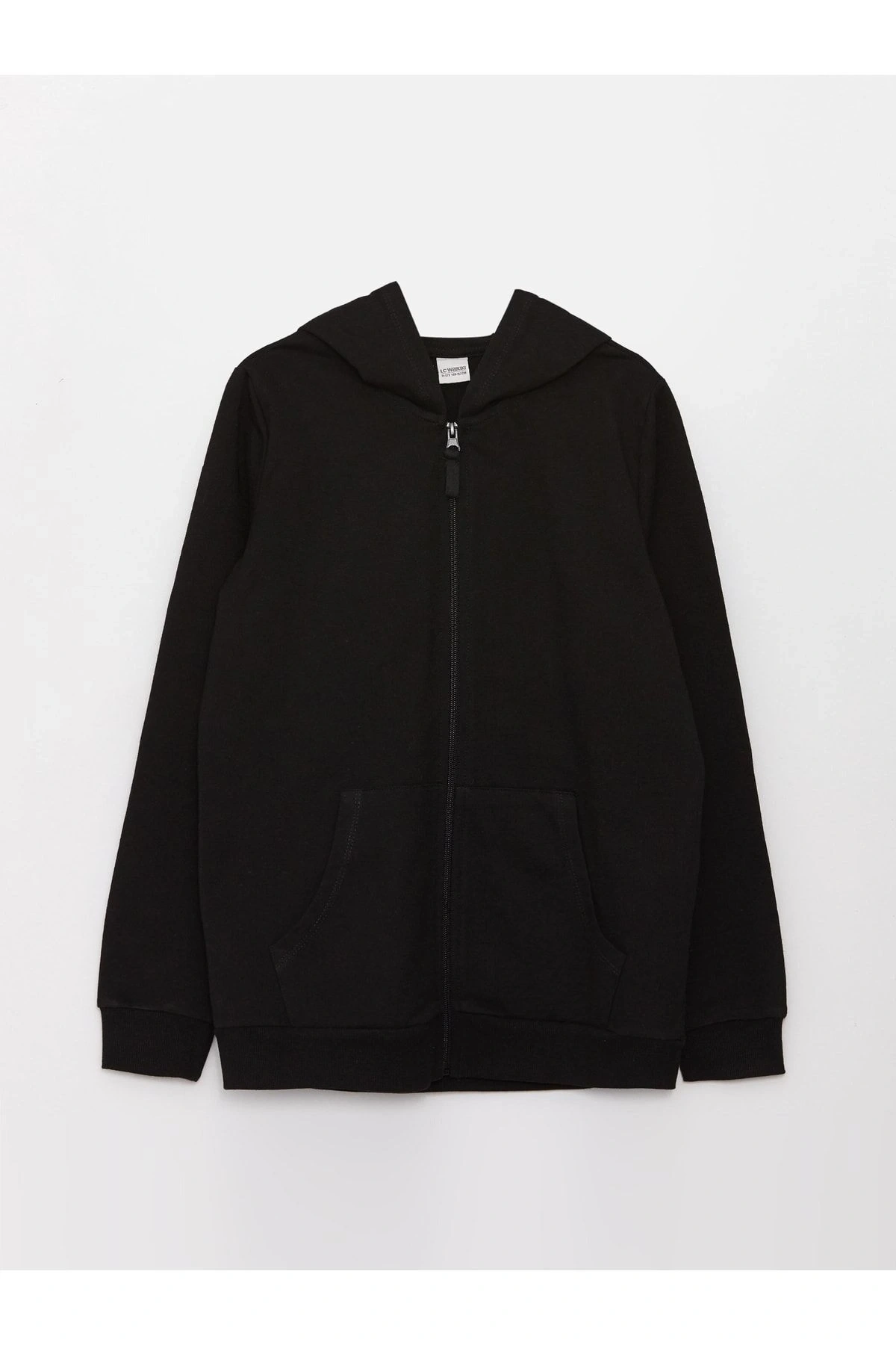 Kapüşonlu Basic Uzun Kollu Kız Çocuk Fermuarlı Sweatshirt