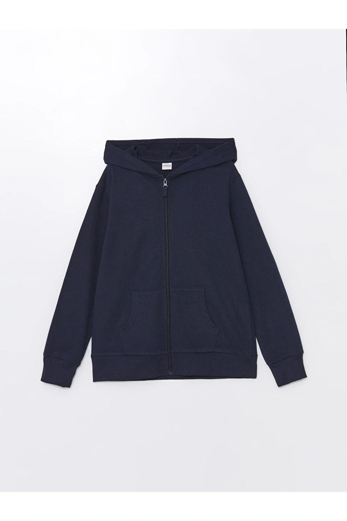 Kapüşonlu Basic Uzun Kollu Kız Çocuk Fermuarlı Sweatshirt (W4)