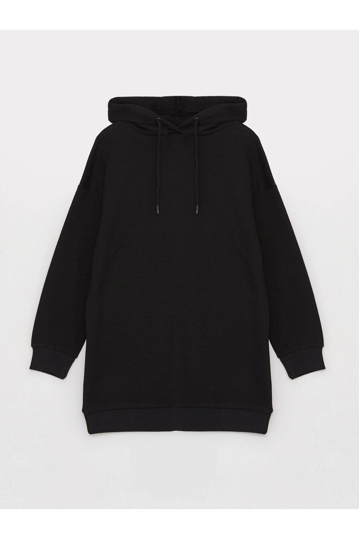 Kapüşonlu Düz Uzun Kollu Kadın Sweatshirt Tunik