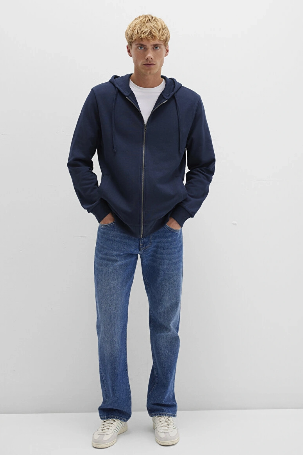 Kapüşonlu Fermuarlı Lacivert Sweatshirt