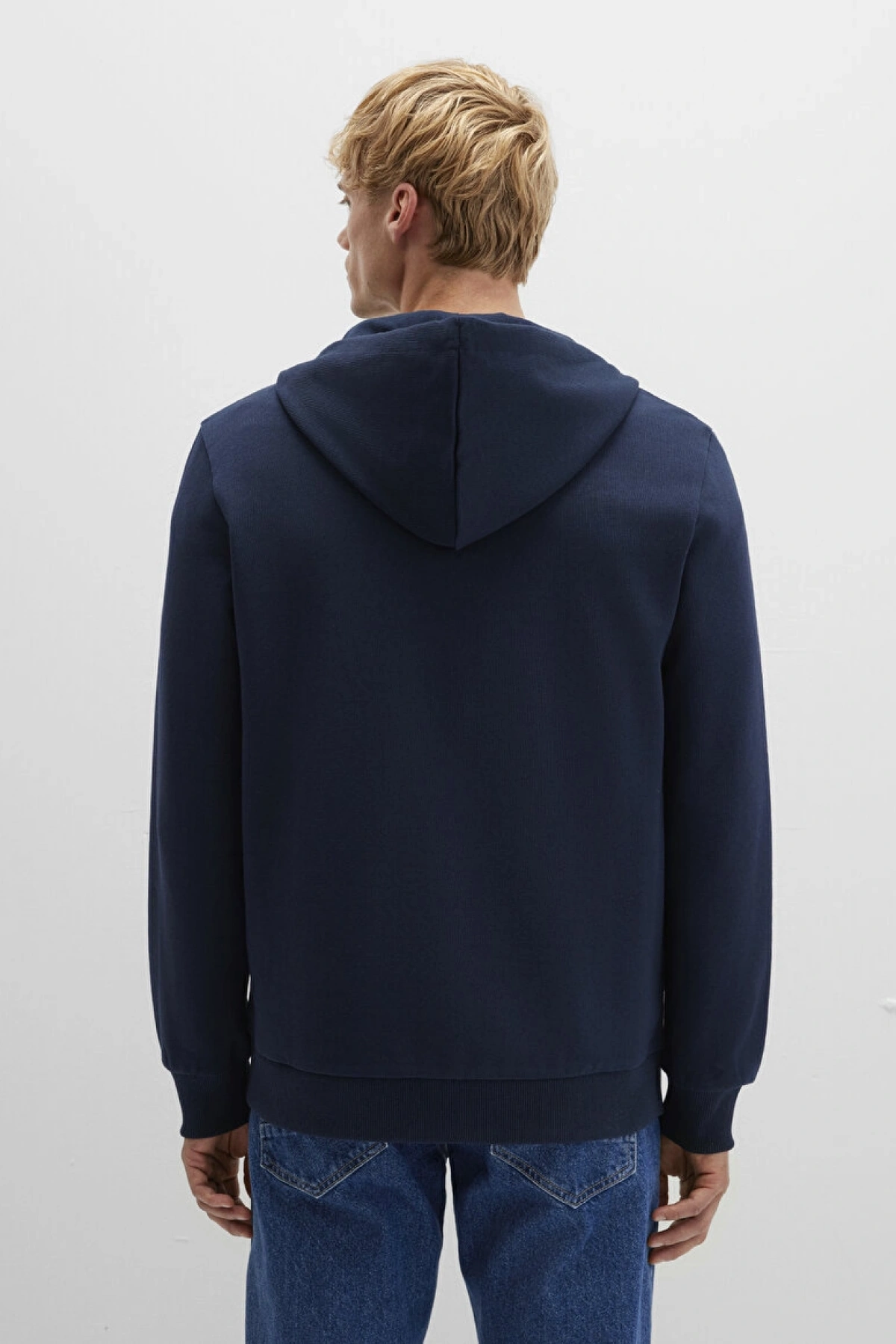 Kapüşonlu Fermuarlı Lacivert Sweatshirt