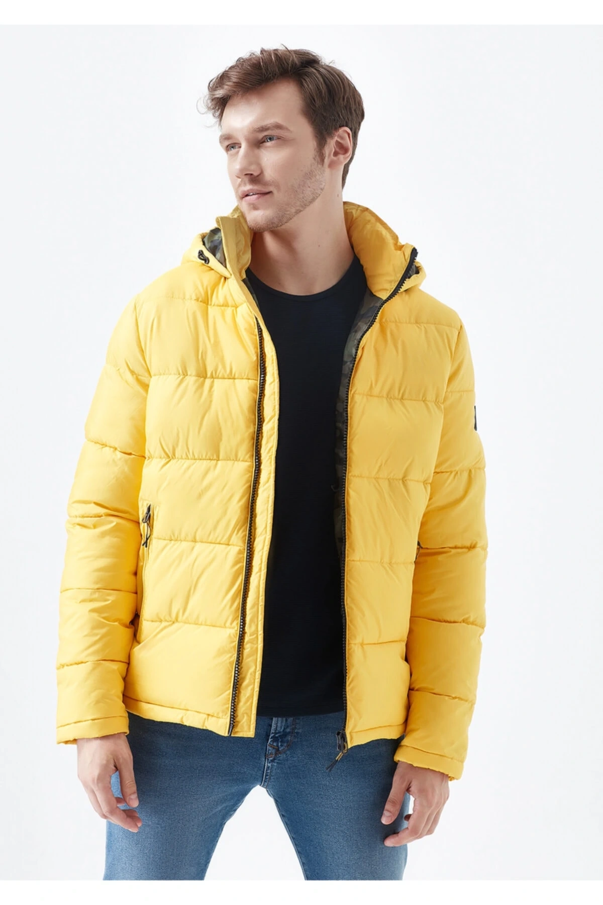 Kapüşonlu Hardal Ceket