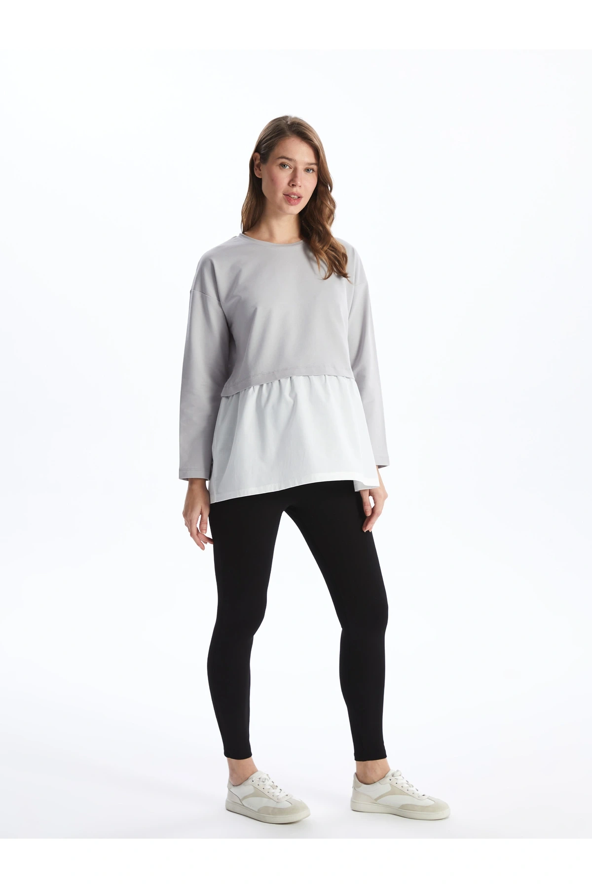 Karın Panelli Beli Lastikli Düz Hamile Tayt