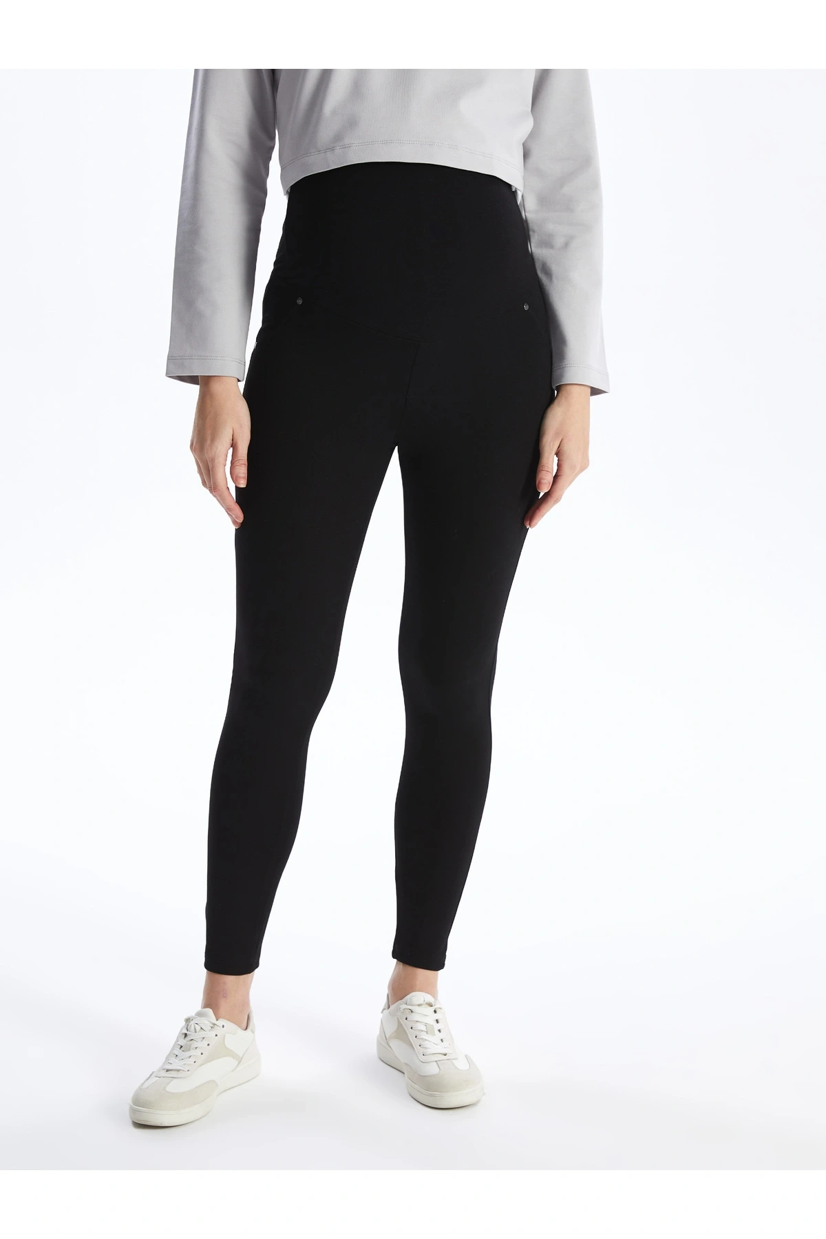 Karın Panelli Beli Lastikli Düz Hamile Tayt