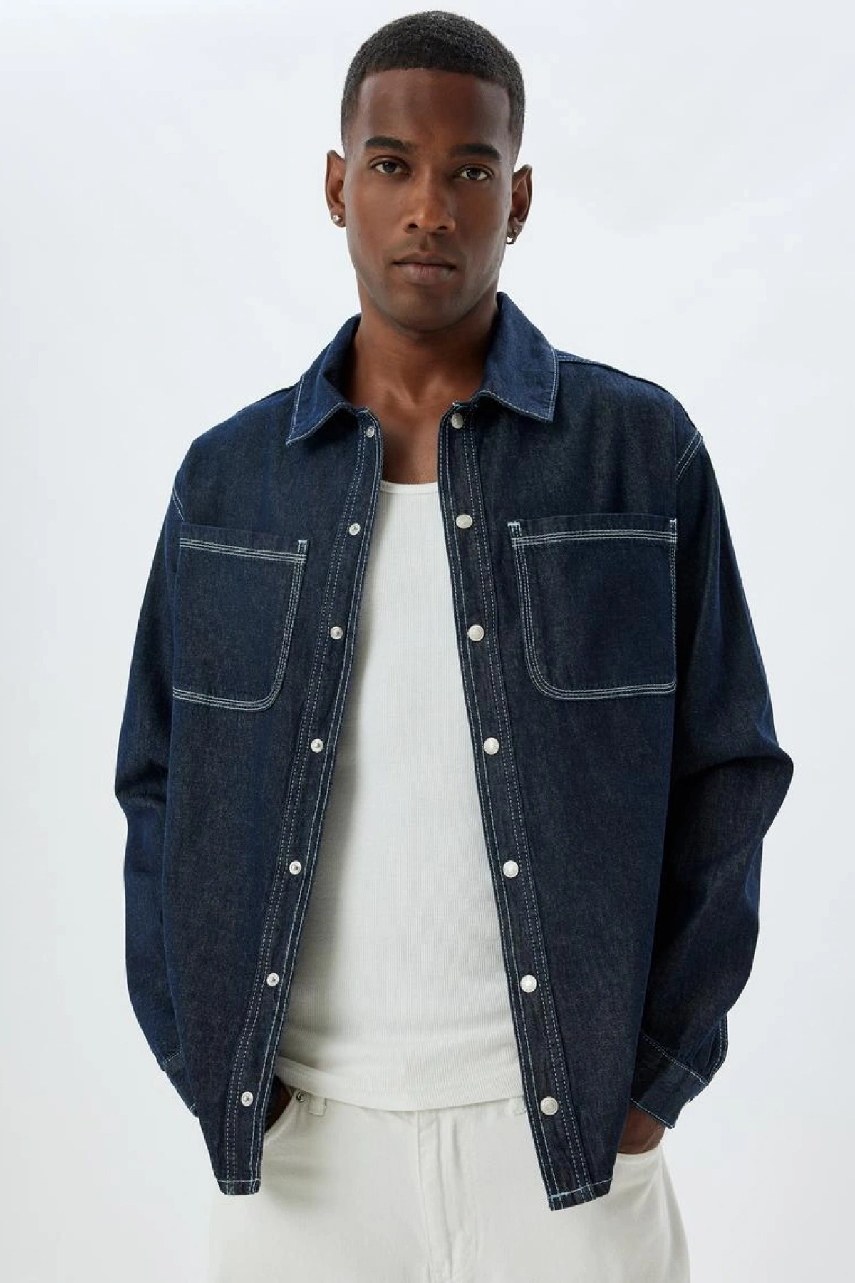 Kot Gömlek Ceket Oversize Cep Detaylı Pamuklu