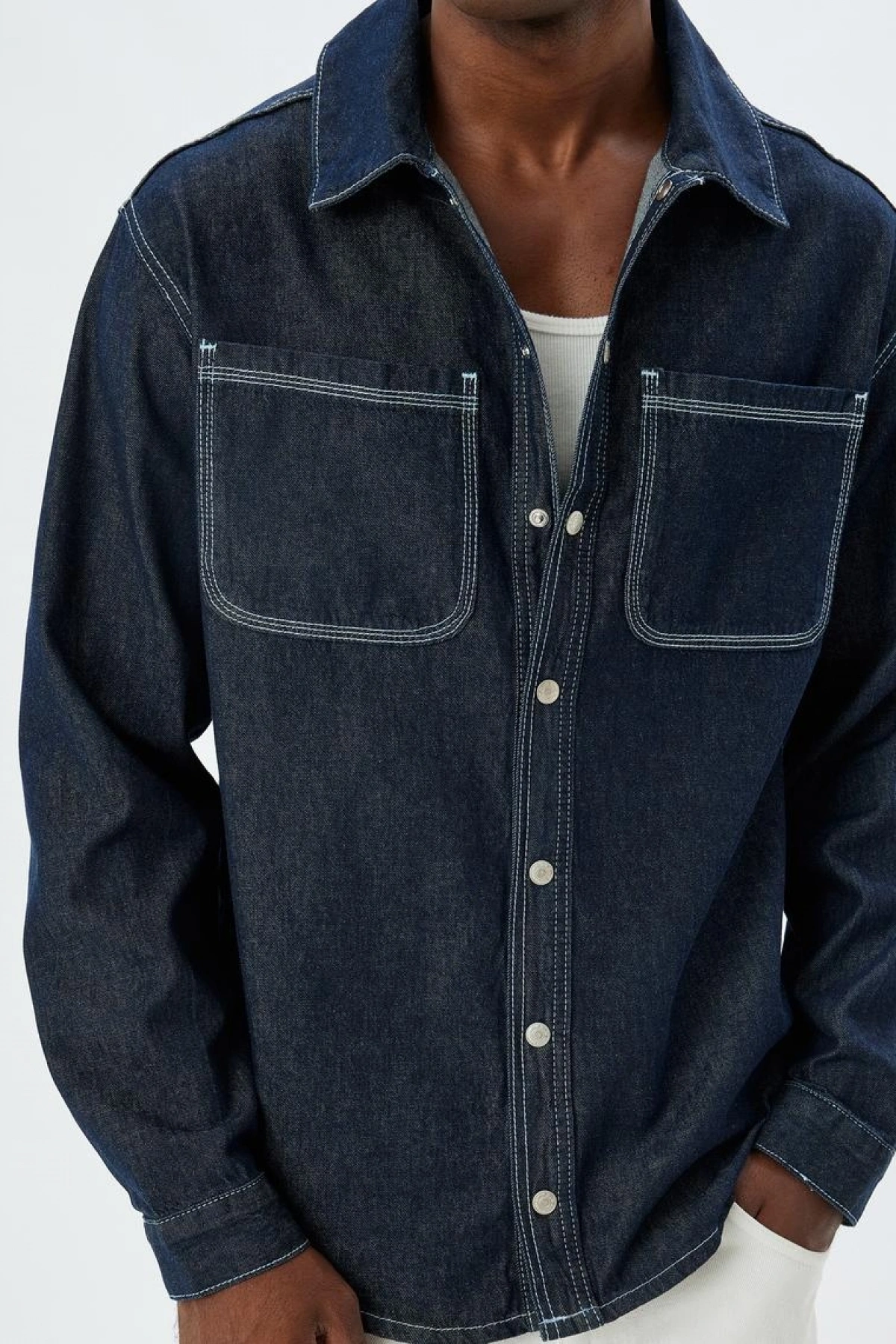 Kot Gömlek Ceket Oversize Cep Detaylı Pamuklu