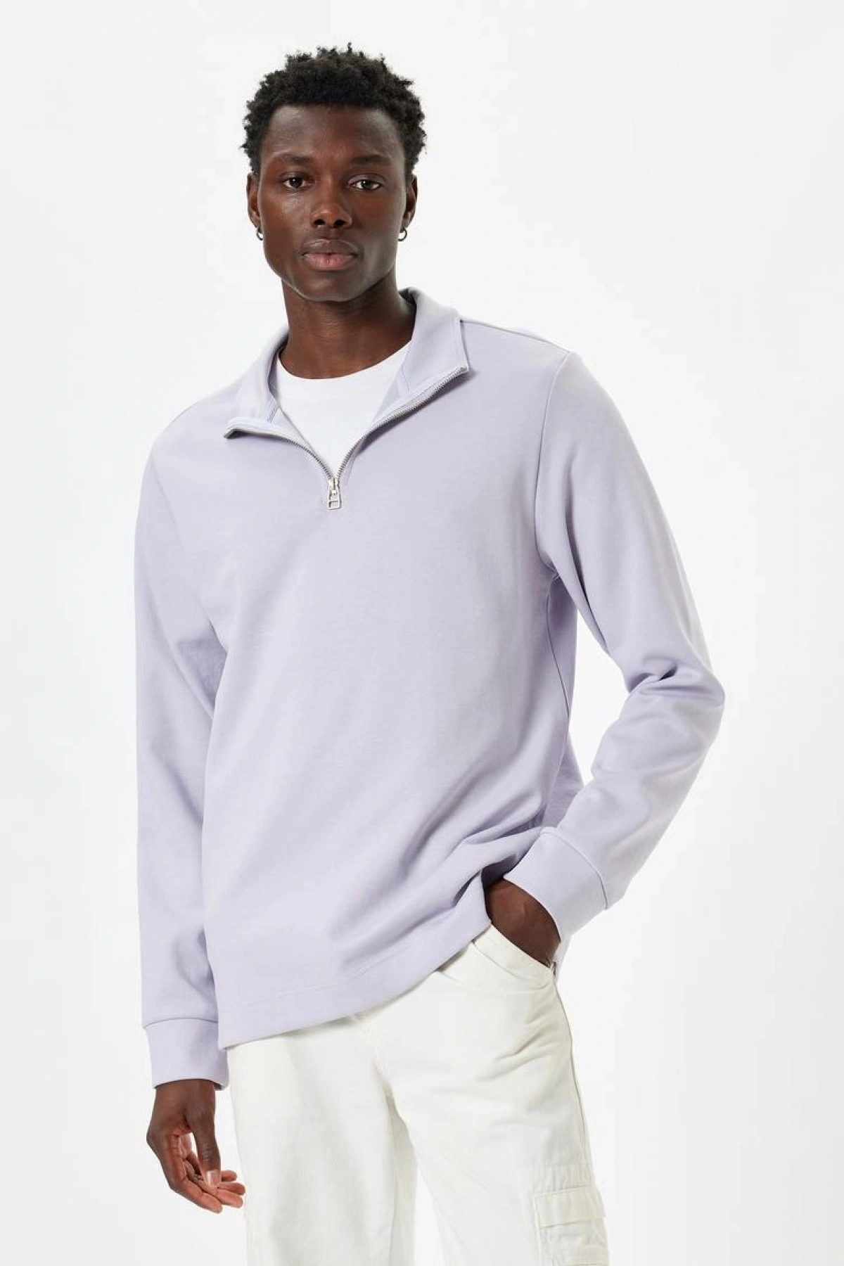 KOTON Basic Pamuklu Yarım Fermuarlı Sweatshirt