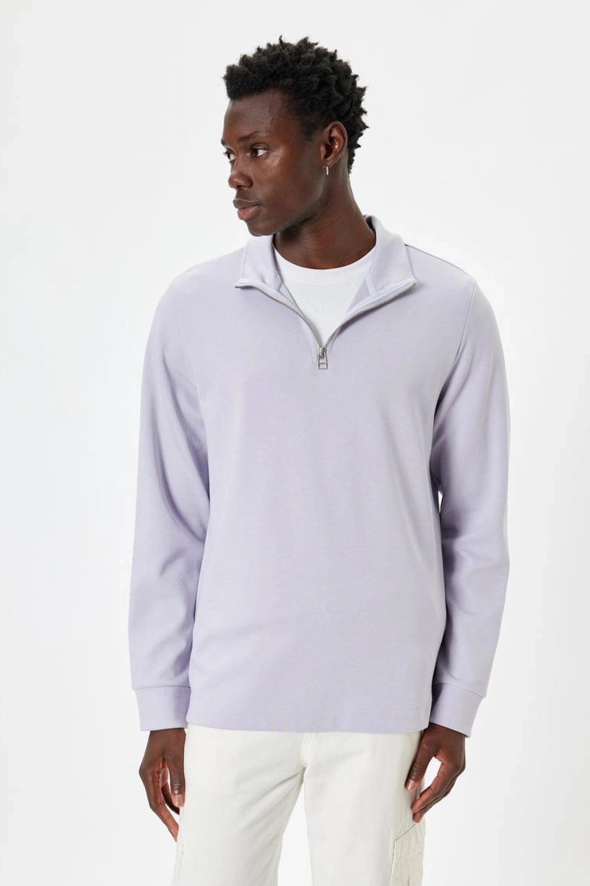 KOTON Basic Pamuklu Yarım Fermuarlı Sweatshirt