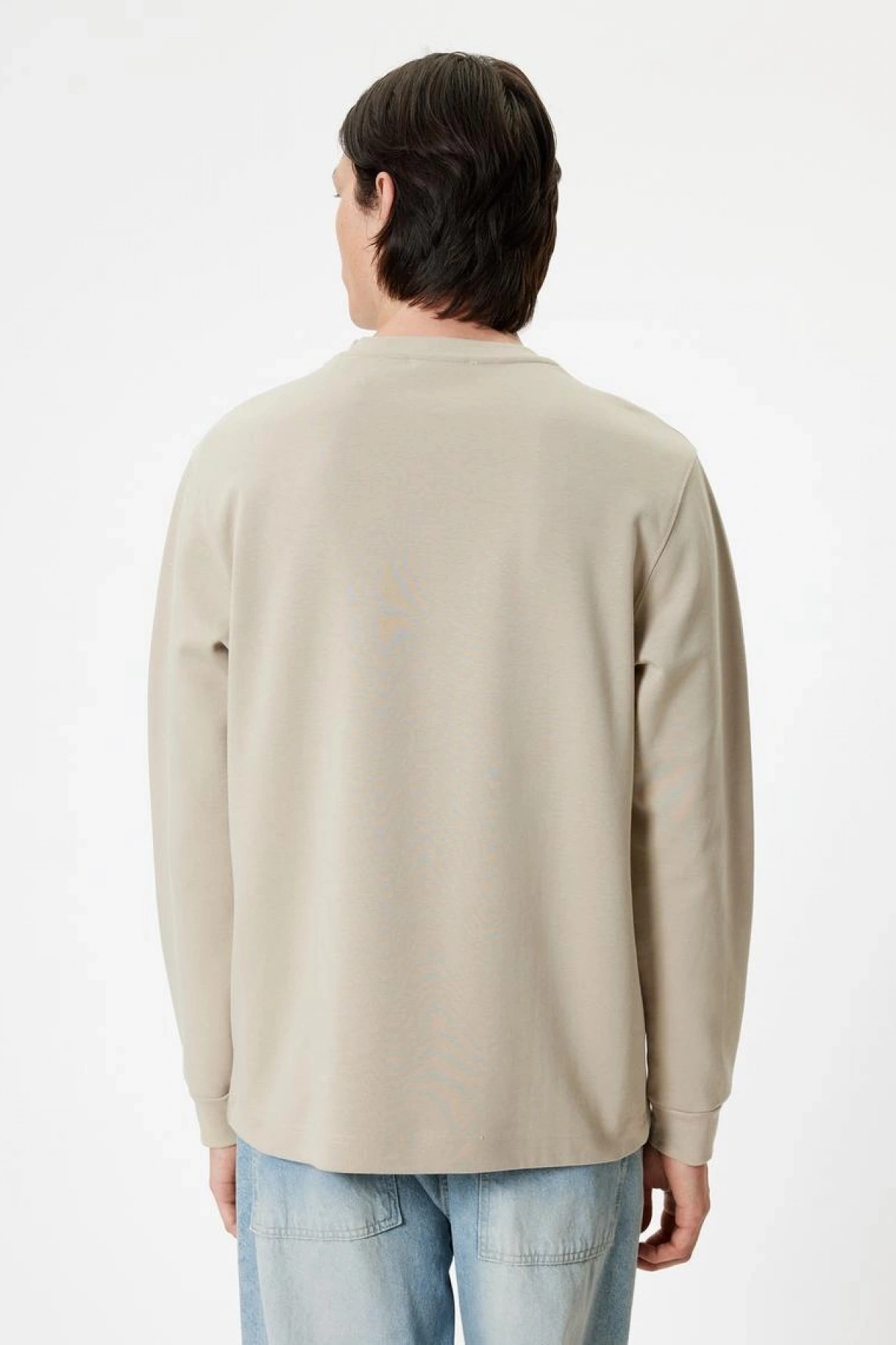 KOTON Bisiklet Yaka Sweatshirt Basic Uzun Kollu Pamuklu İnterlok Kumaş