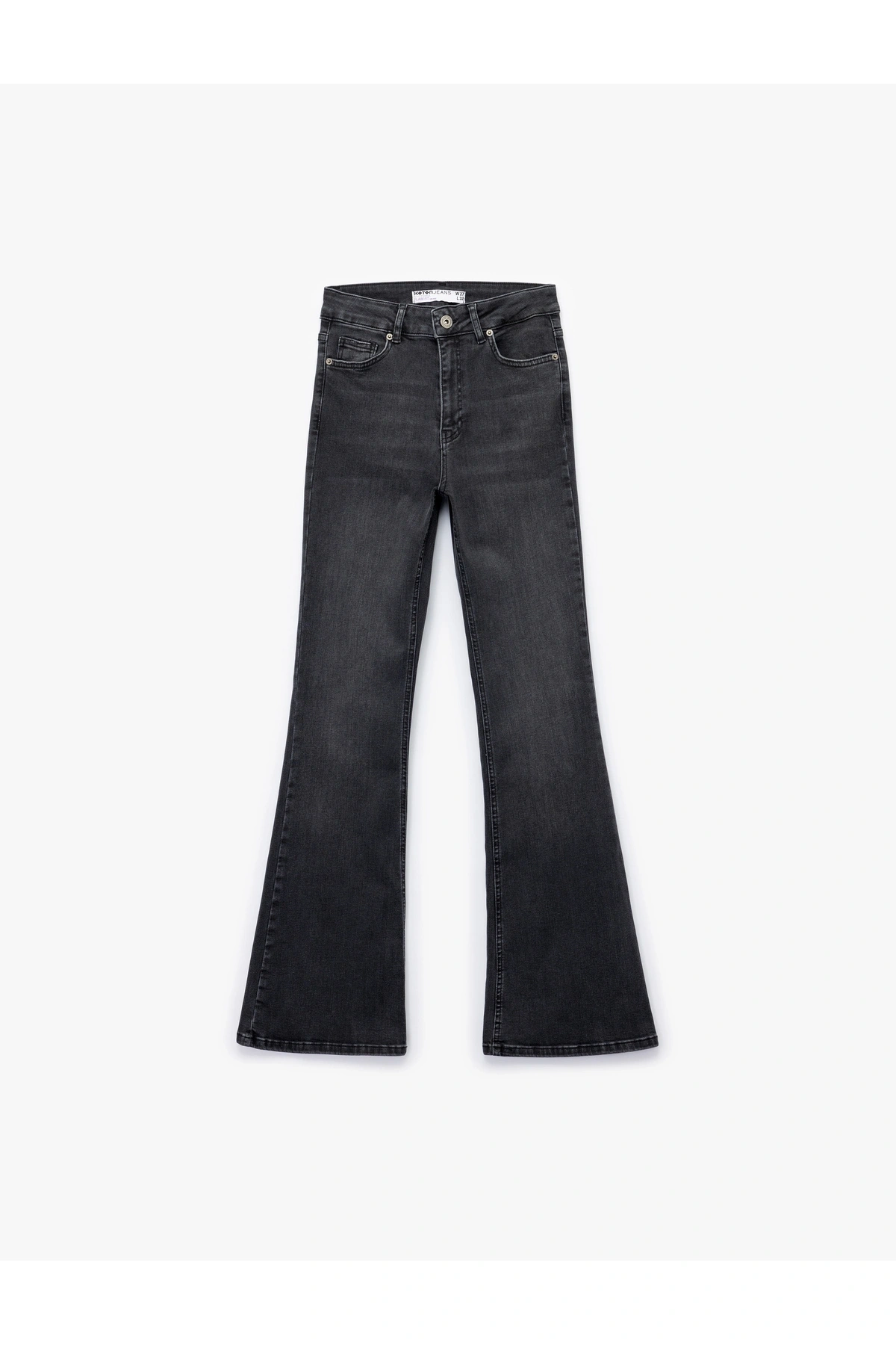 Koton Dar Kesim Düğmeli Pamuklu İspanyol Paça Jean Pantolon - Flare Jeans