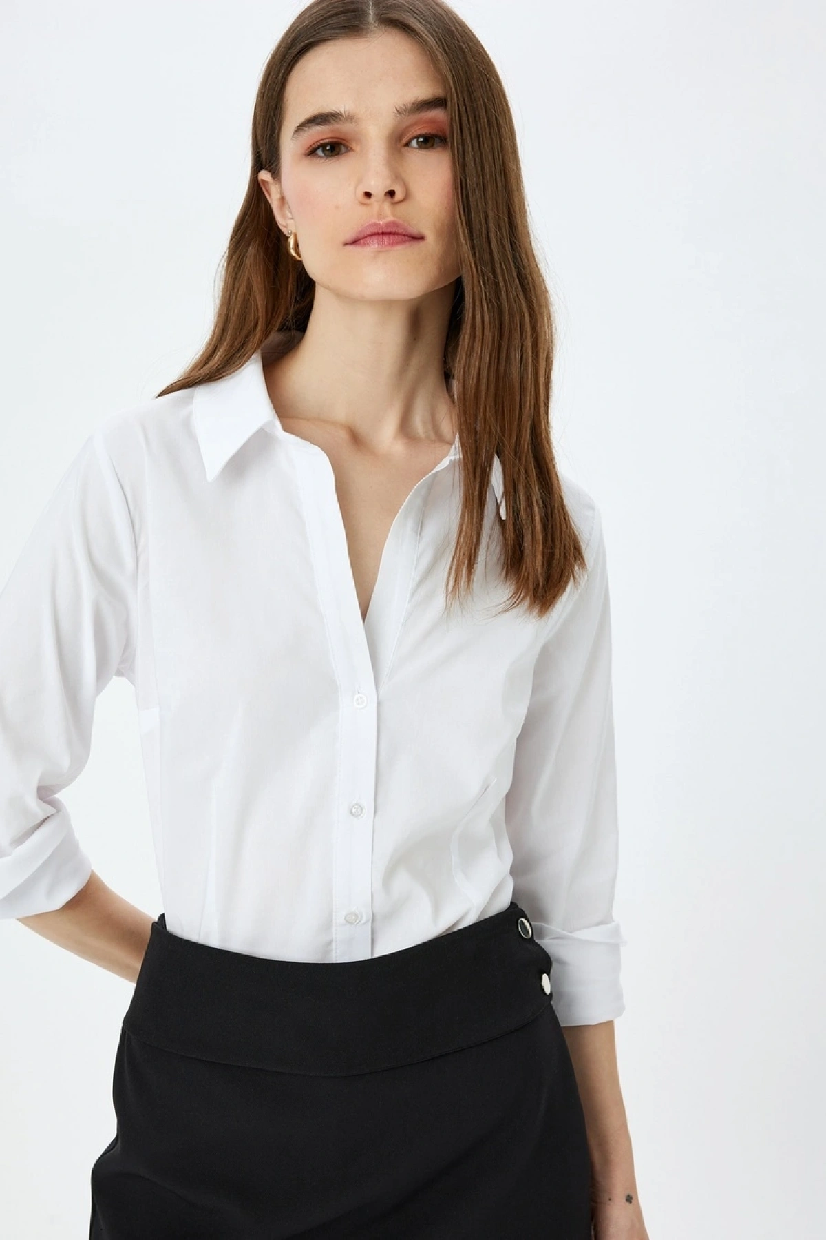 KOTON Klasik Yaka Uzun Kollu Slim Fit Gömlek
