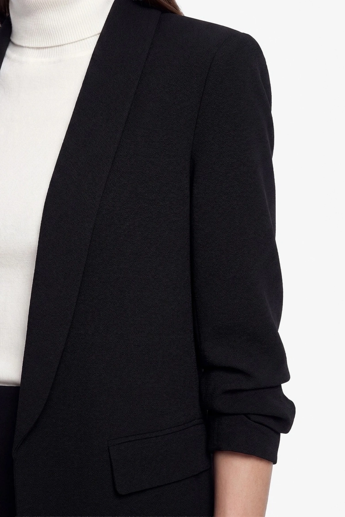 KOTON Krep Kumaş Şal Yaka 3/4 Kollu Blazer Ceket