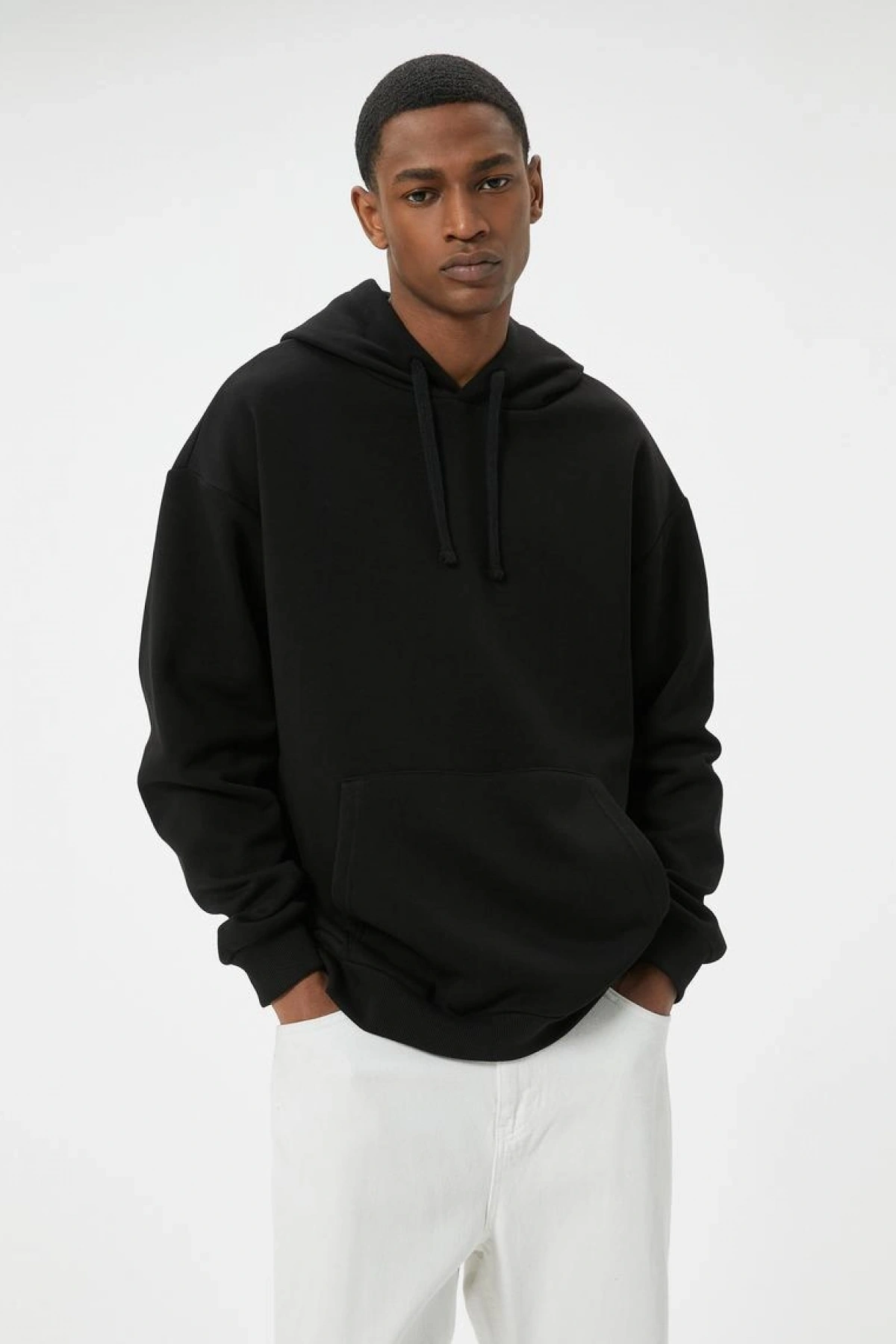 KOTON Oversize Sweatshirt Kapşonlu Basic Uzun Kollu Kanguru Cep Detaylı Şardonlu