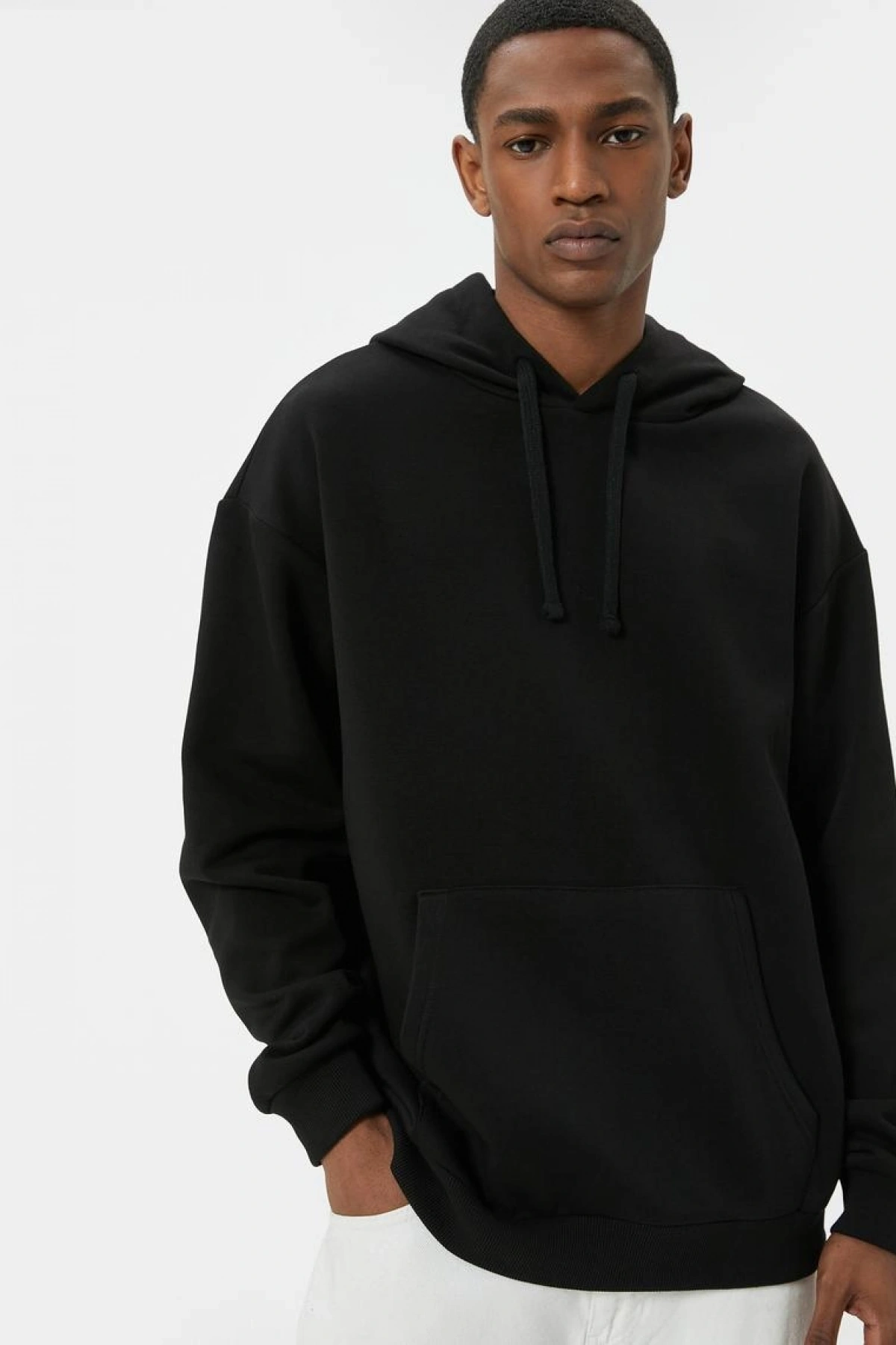 KOTON Oversize Sweatshirt Kapşonlu Basic Uzun Kollu Kanguru Cep Detaylı Şardonlu