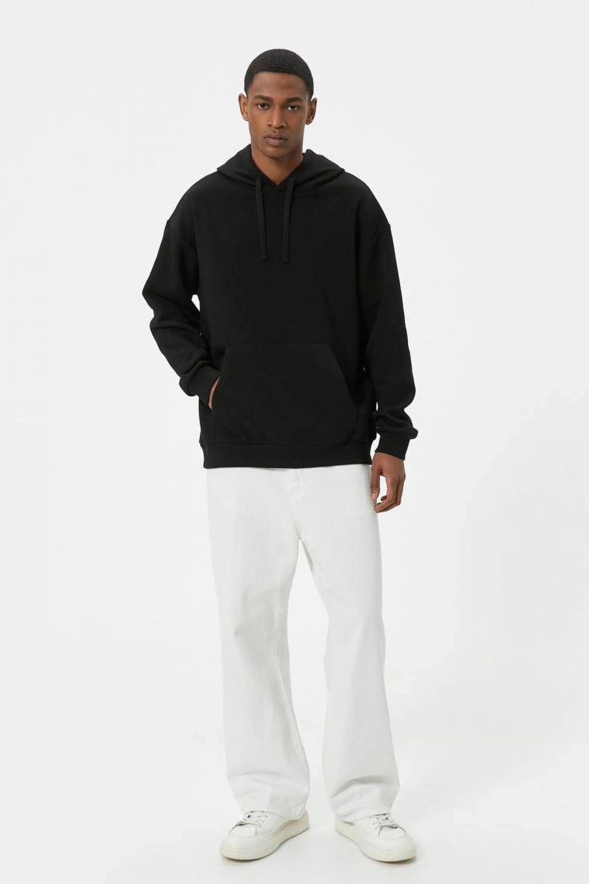 KOTON Oversize Sweatshirt Kapşonlu Basic Uzun Kollu Kanguru Cep Detaylı Şardonlu