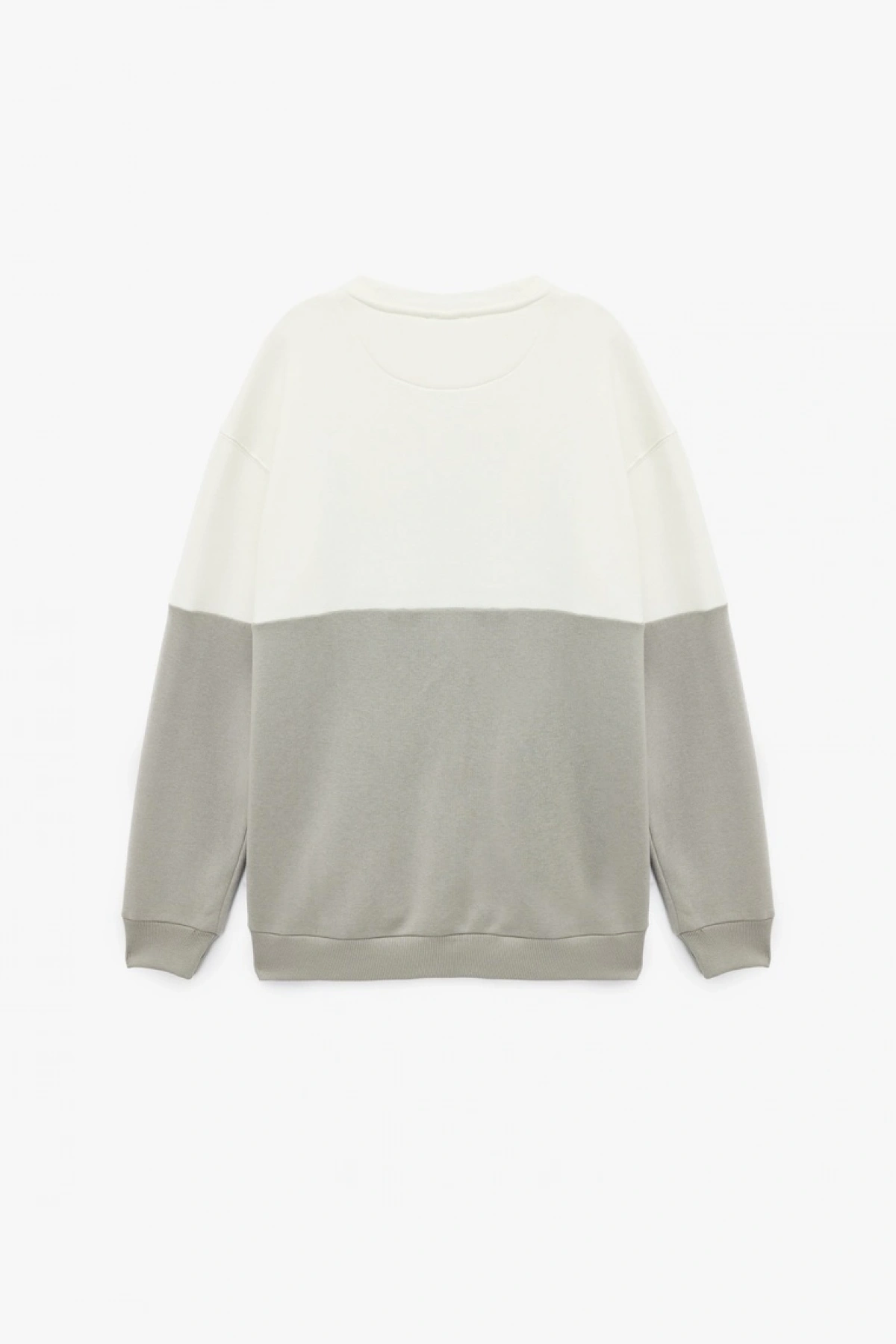 Koton Oversize Uzun Kollu Renk Bloklu Baskı Detaylı Şardonlu Bisiklet Yaka Sweatshirt