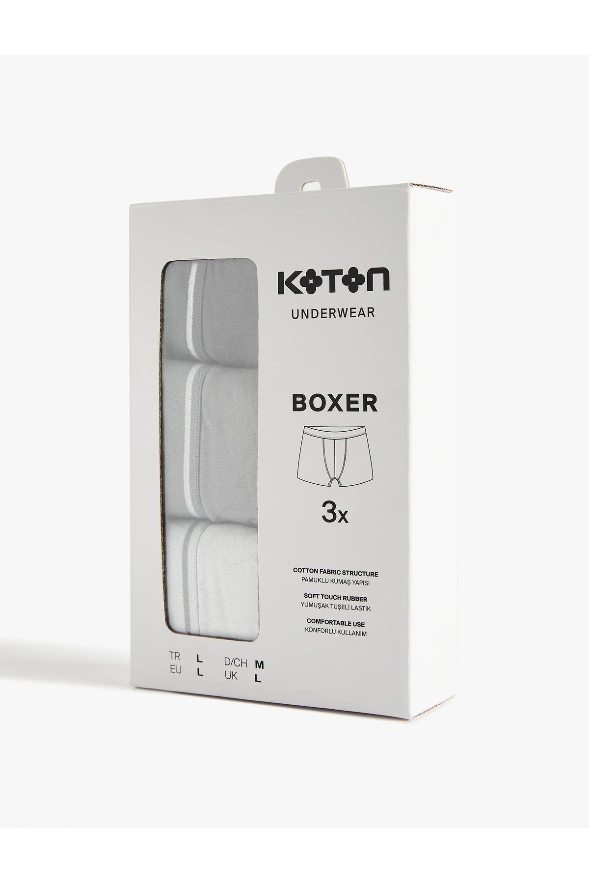 Koton Pamuklu Basic Çizgili Lastik Detaylı 3lü Boxer Set