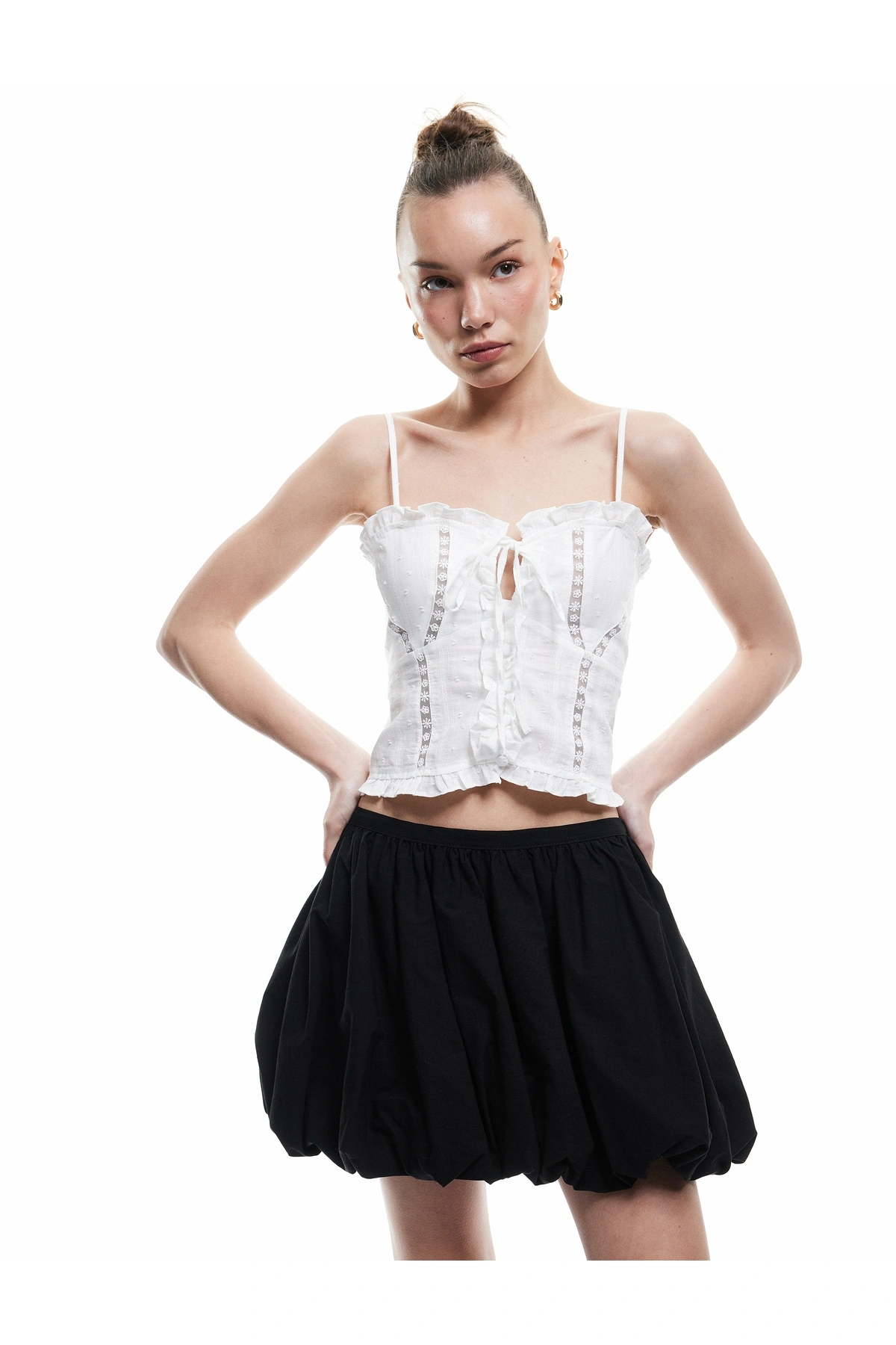 Koton Pamuklu Beli Lastikli Oversize Balon Mini Etek