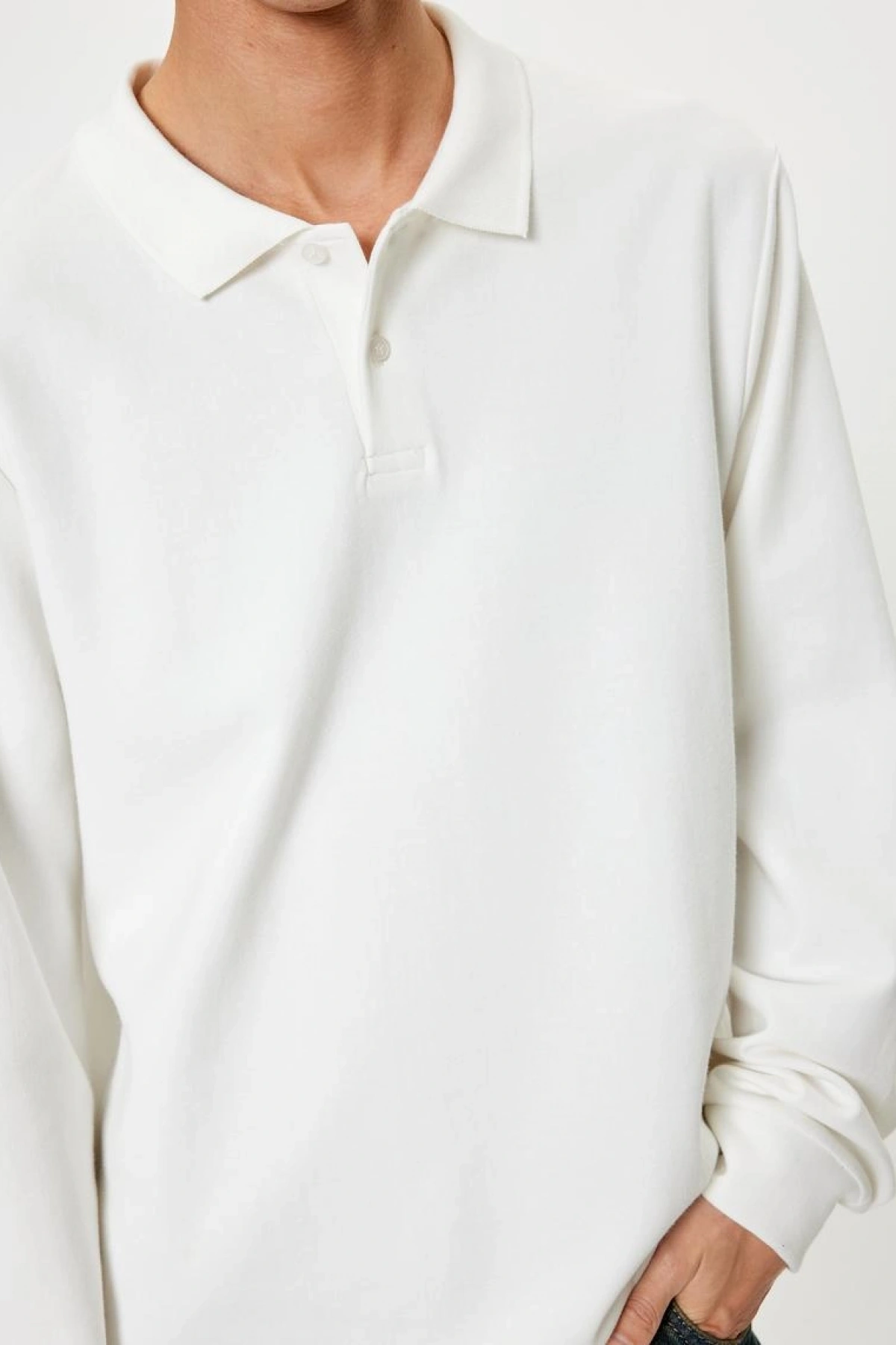 Koton Polo Yaka Sweatshirt Basic Düğmeli Pamuklu İnterlok Kumaş