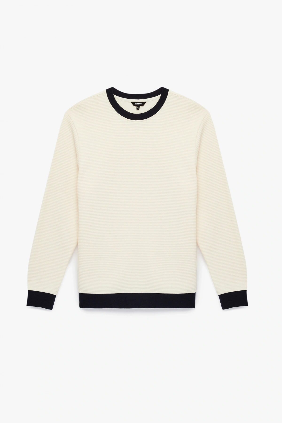 Koton Uzun Kollu Pamuklu Renk Kontrastlı Bisiklet Yaka Sweatshirt