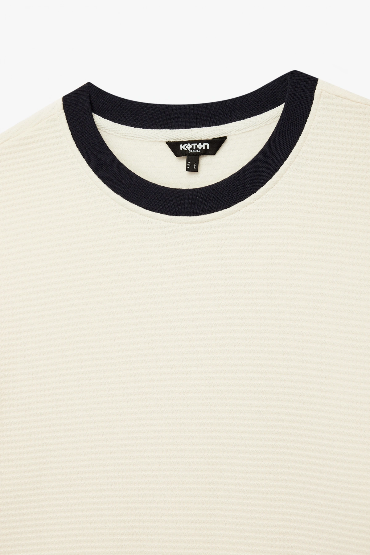Koton Uzun Kollu Pamuklu Renk Kontrastlı Bisiklet Yaka Sweatshirt