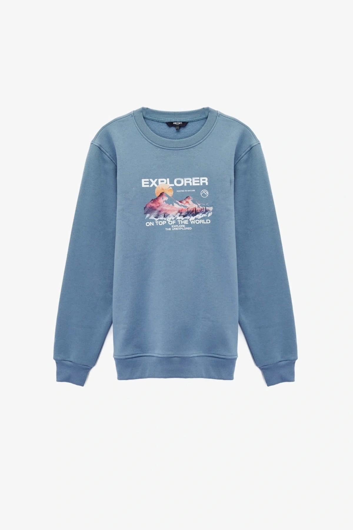 KOTON Uzun Kollu Regular Fit Şardonlu Bisiklet Yaka Baskılı Sweatshirt