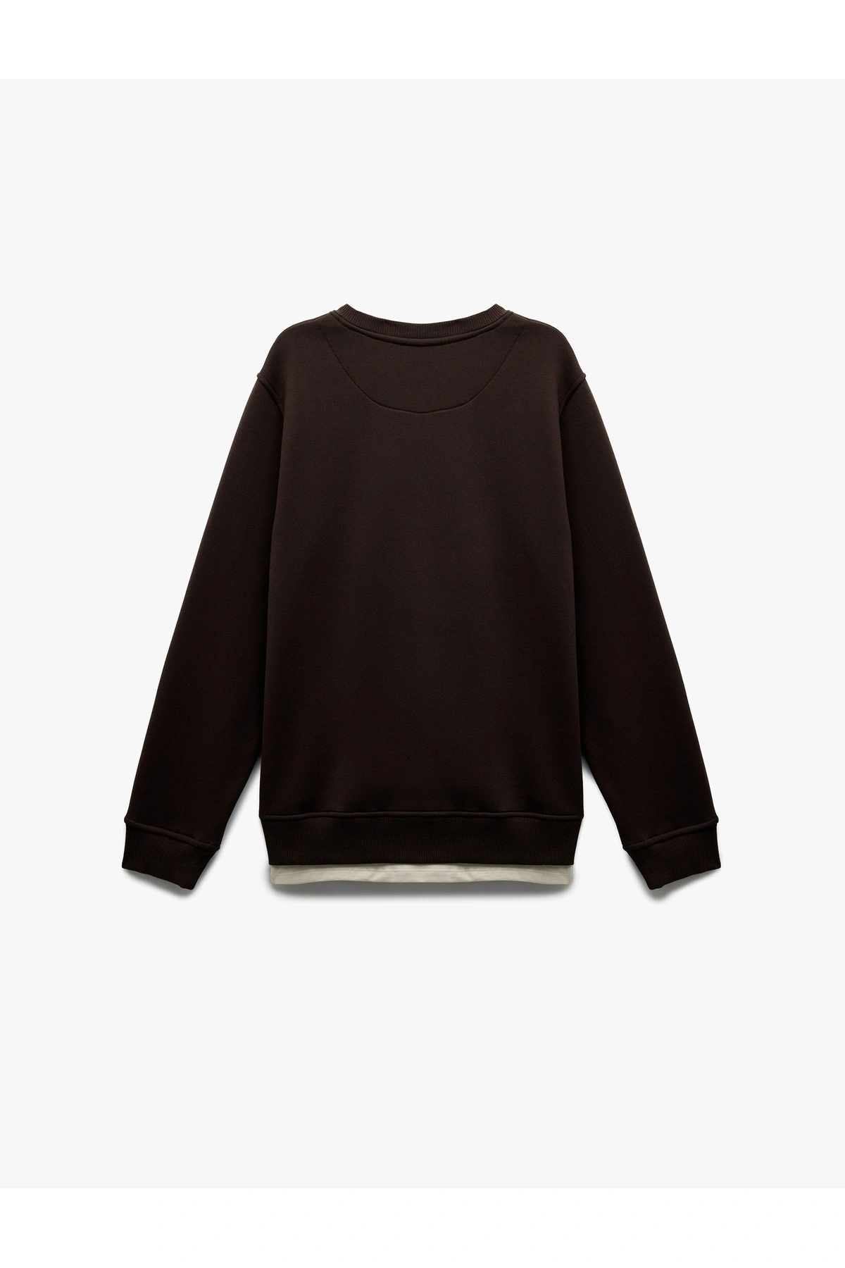 Koton Uzun Kollu Şardonlu Kumaş Detaylı Bisiklet Yaka Sweatshirt