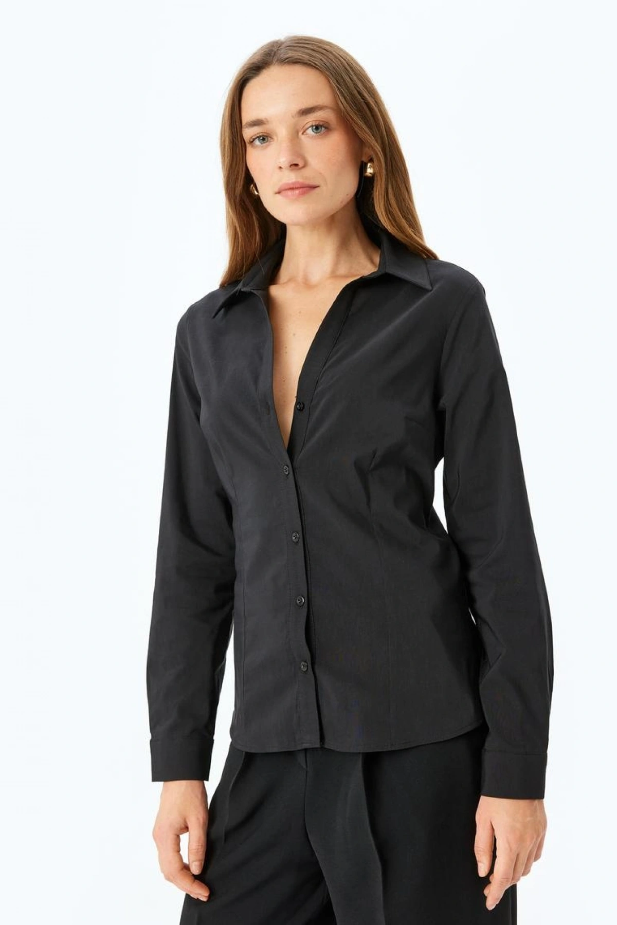 KOTON Uzun Kollu Slim Fit Klasik Poplin Gömlek