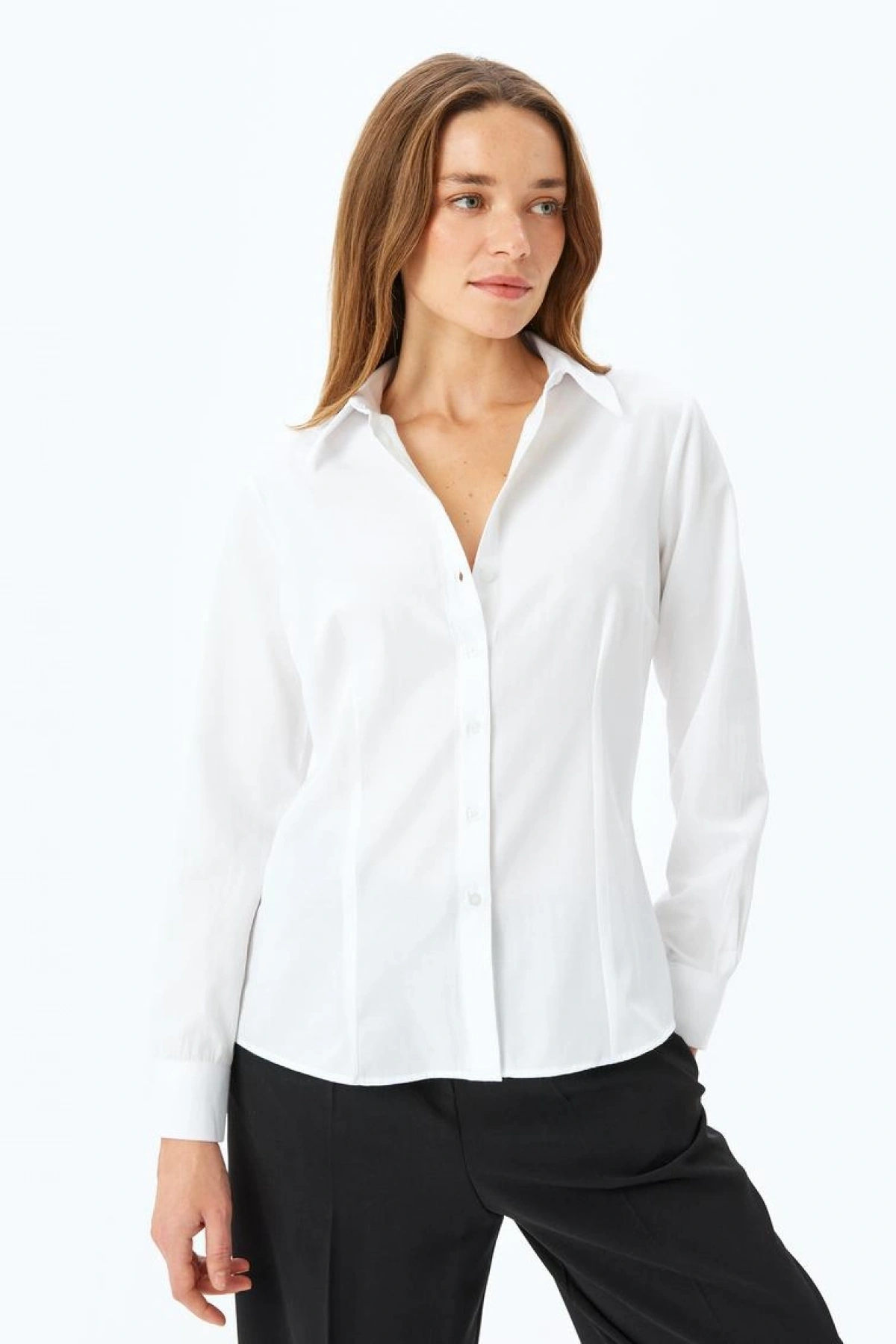 KOTON Uzun Kollu Slim Fit Klasik Poplin Gömlek