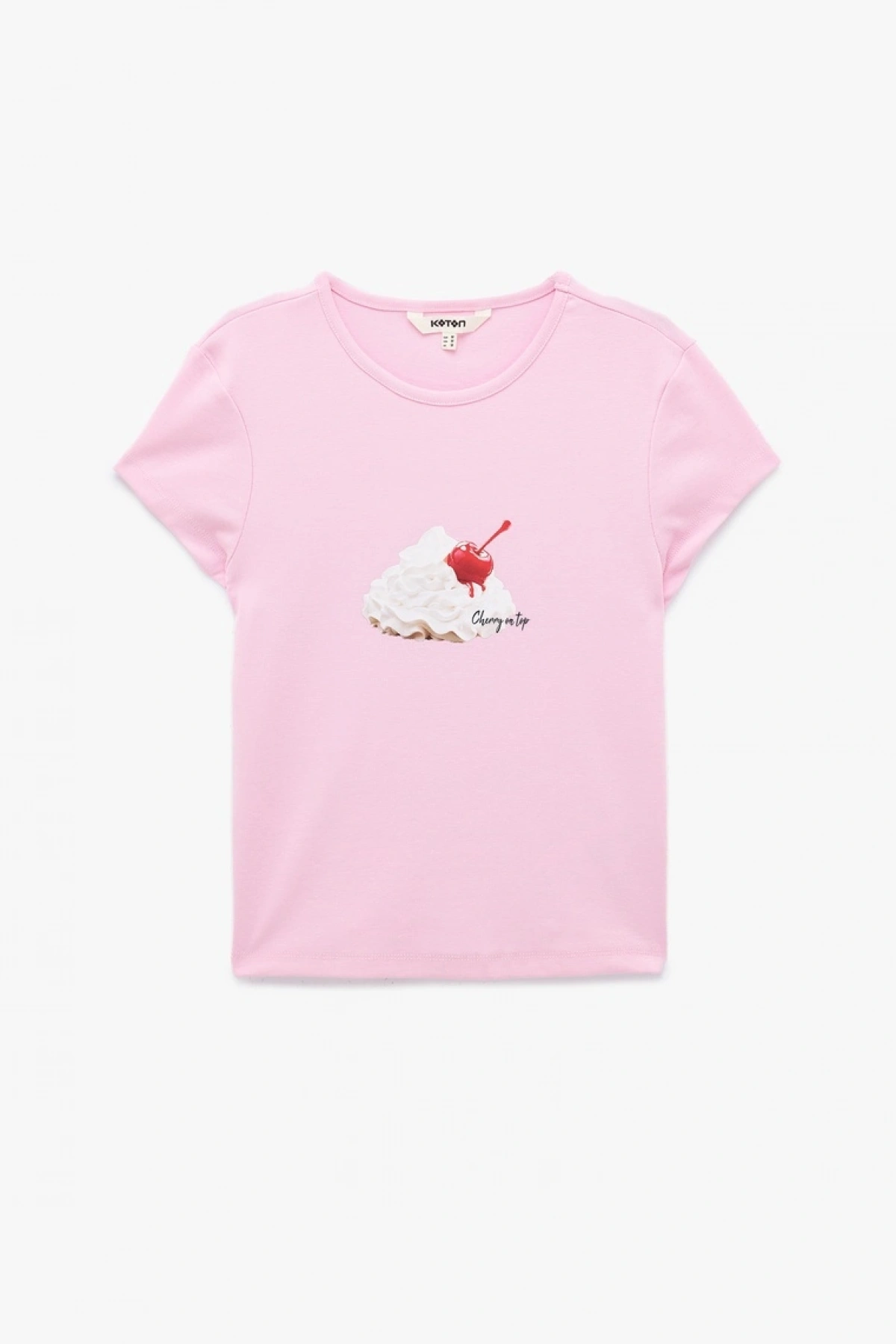 Koton X Sibil Çetinkaya - Slim Fit Pamuklu Kısa Kollu Kiraz Baskılı Tişört