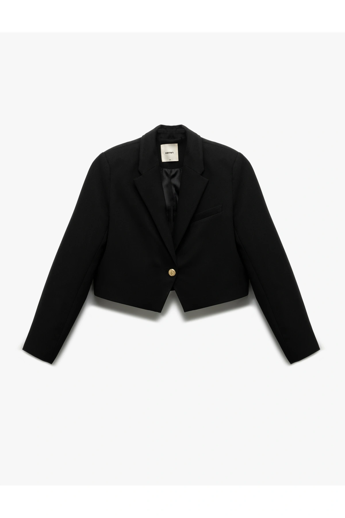 Kruvaze Uzun Kollu Crop Blazer Ceket