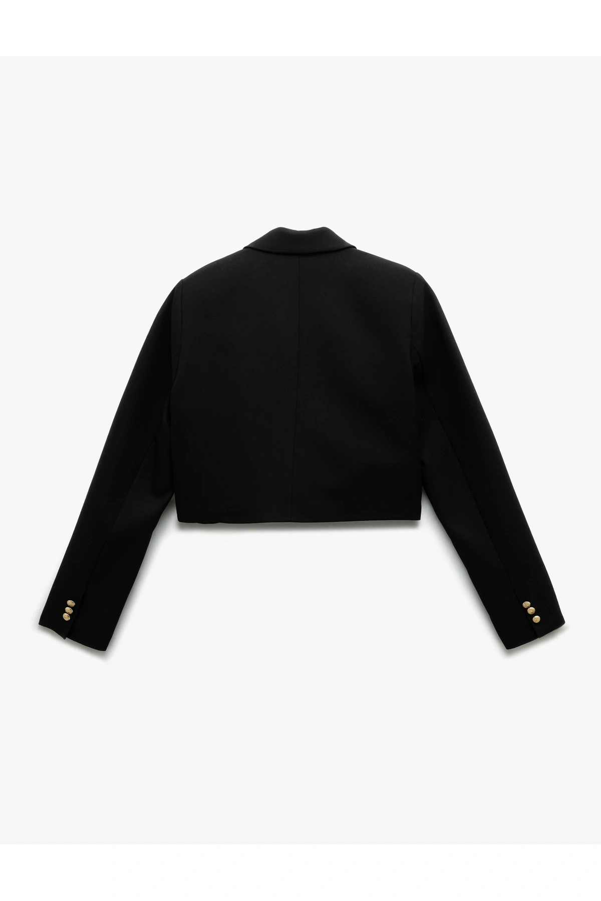 Kruvaze Uzun Kollu Crop Blazer Ceket