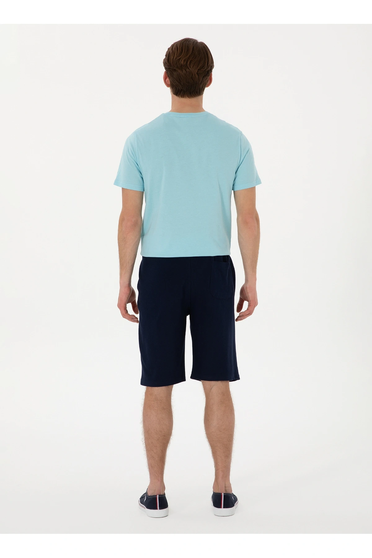 Lacivert Lastikli Bel Regular Fit Erkek Sweat Şort MARKO